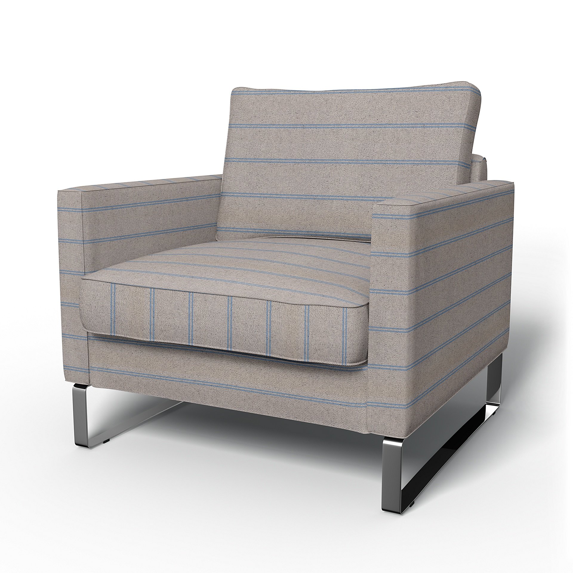 IKEA - Mellby Armchair Cover, Blue Stripe, Cotton - Bemz