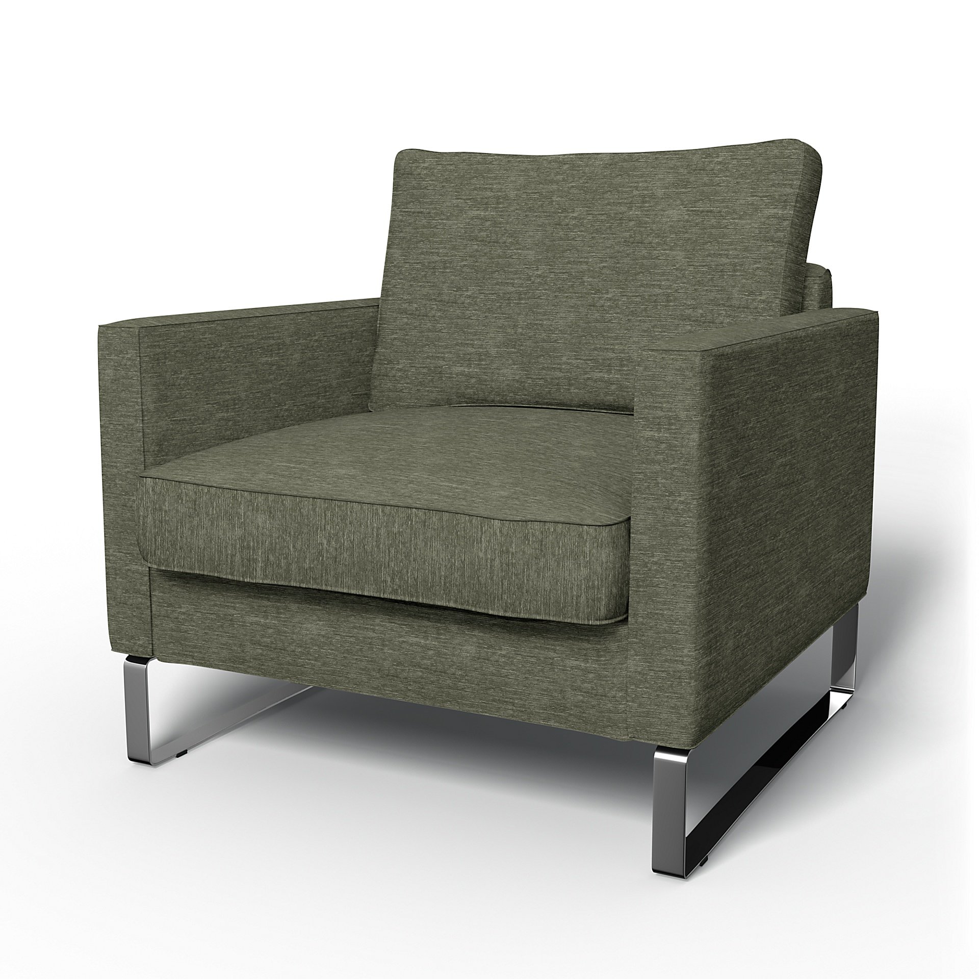 IKEA - Mellby Armchair Cover, Green Grey, Velvet - Bemz