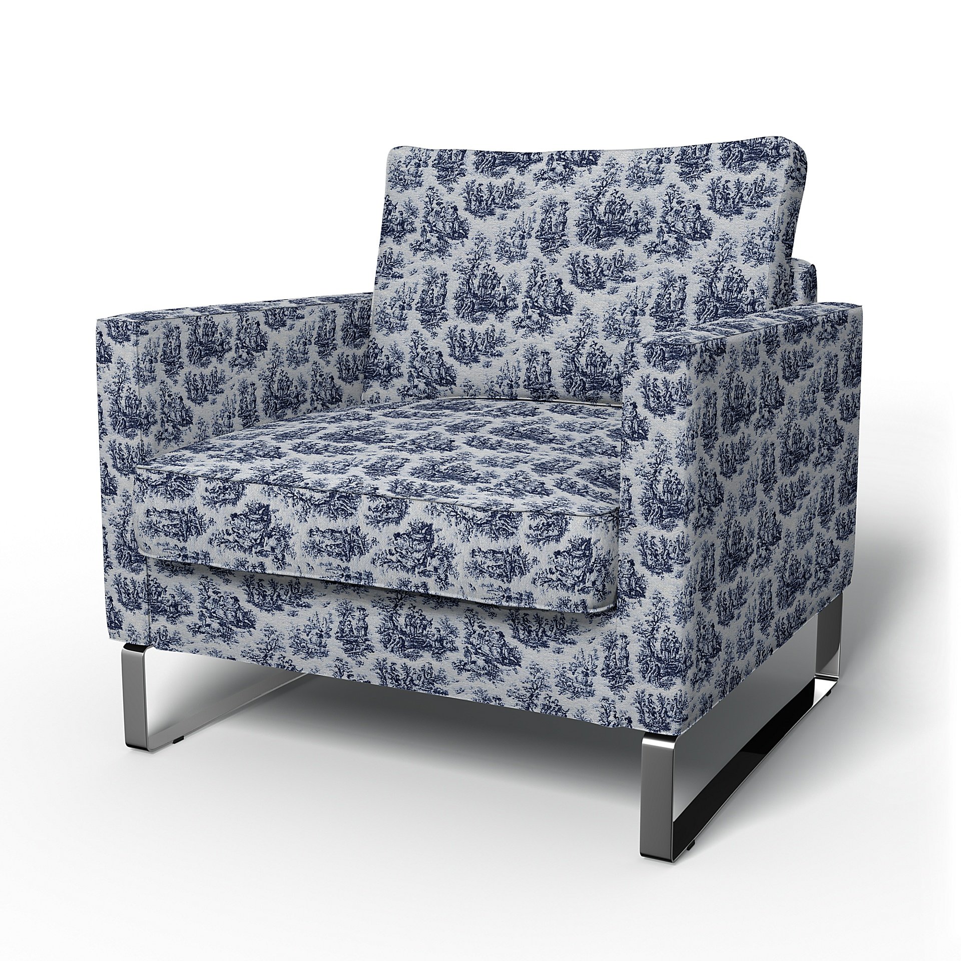 IKEA - Mellby Armchair Cover, Dark Blue, Boucle & Texture - Bemz