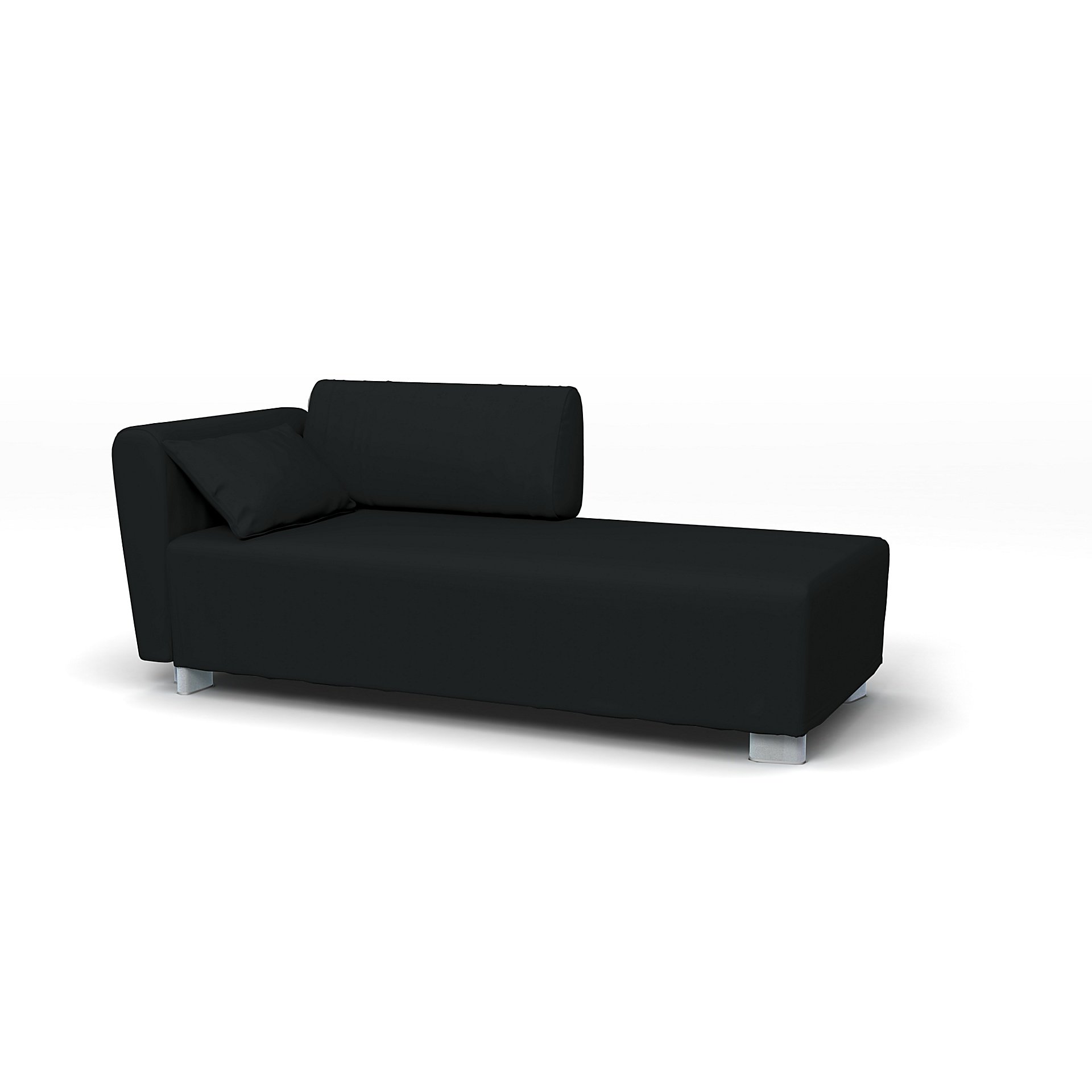 IKEA - Mysinge Chaise Longue with Armrest Cover, Jet Black, Cotton - Bemz
