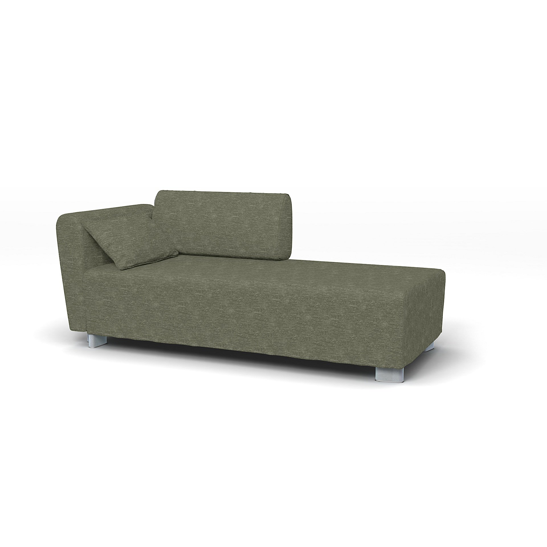 IKEA - Mysinge Chaise Longue with Armrest Cover, Green Grey, Velvet - Bemz