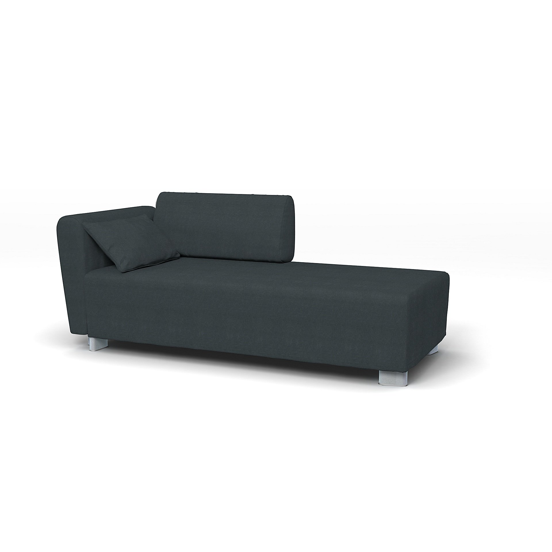 IKEA - Mysinge Chaise Longue with Armrest Cover, Graphite Grey, Linen - Bemz