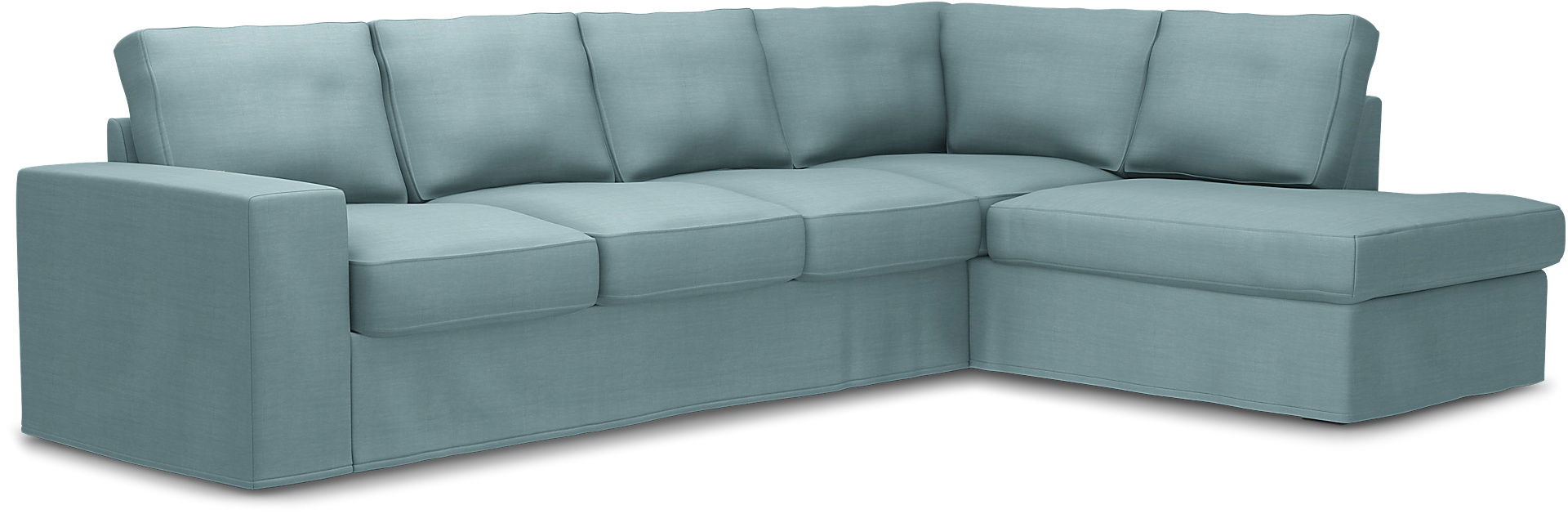 Överdrag till MIO Nevada 3-sits soffa med divan höger. Armstödstyp A, Dusty Blue, Linne - Bemz