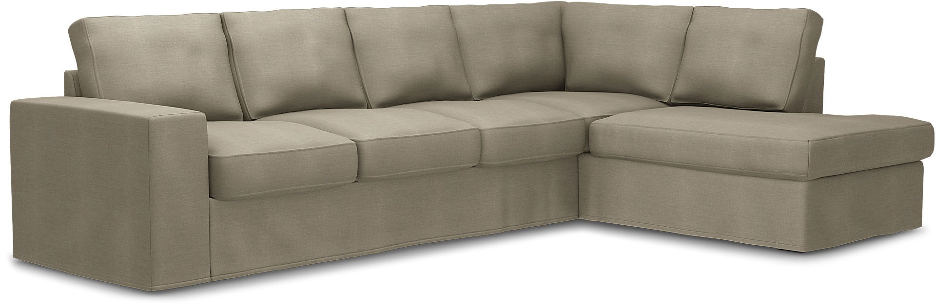 Överdrag till MIO Nevada 3-sits soffa med divan höger. Armstödstyp A, Natural, Linne - Bemz