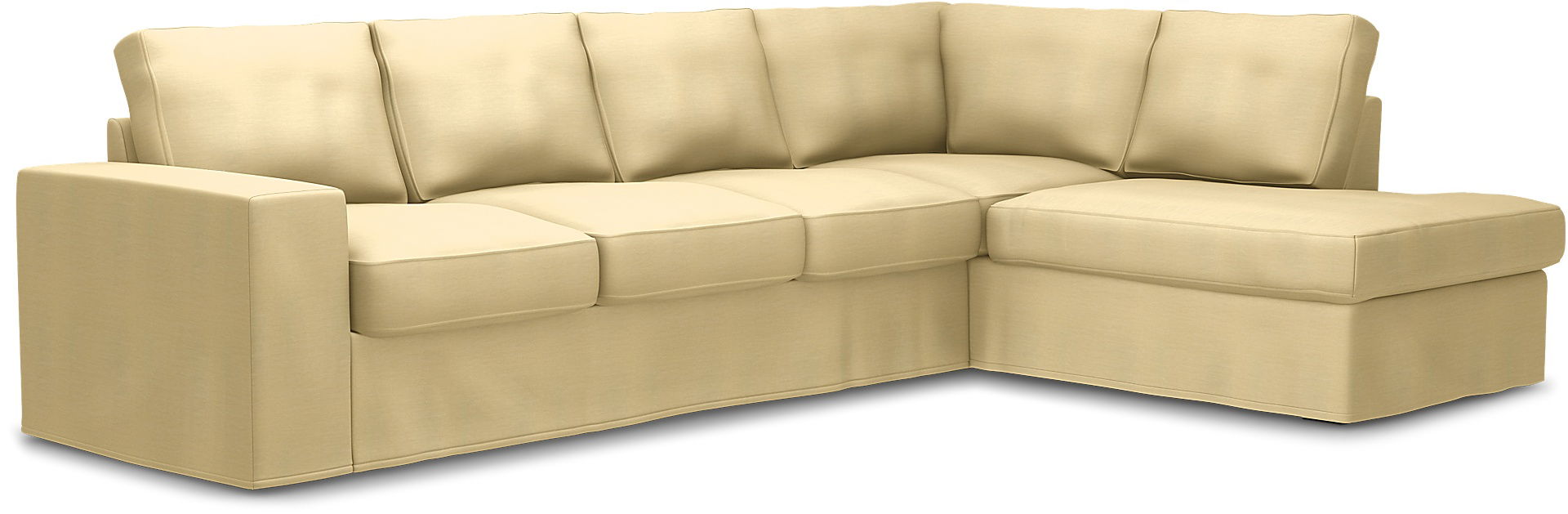 Överdrag till MIO Nevada 3-sits soffa med divan höger. Armstödstyp A, Soft Yellow, Linne - Bemz