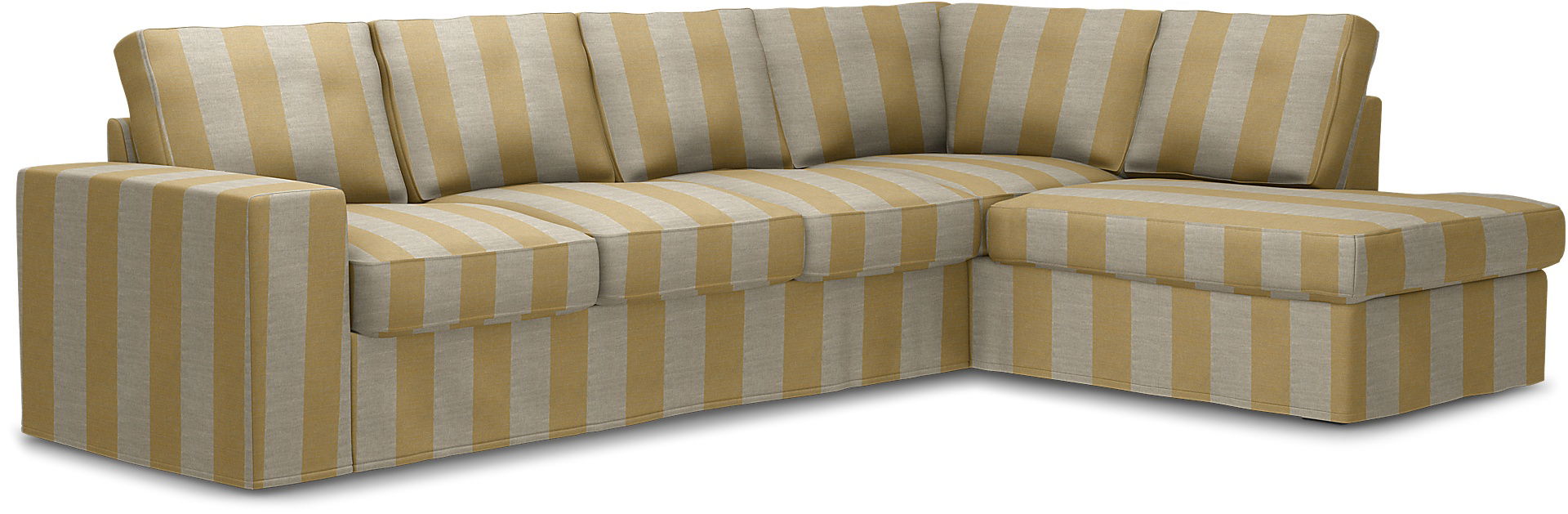 Överdrag till MIO Nevada 3-sits soffa med divan höger. Armstödstyp A, Sun Yellow, Linne - Bemz