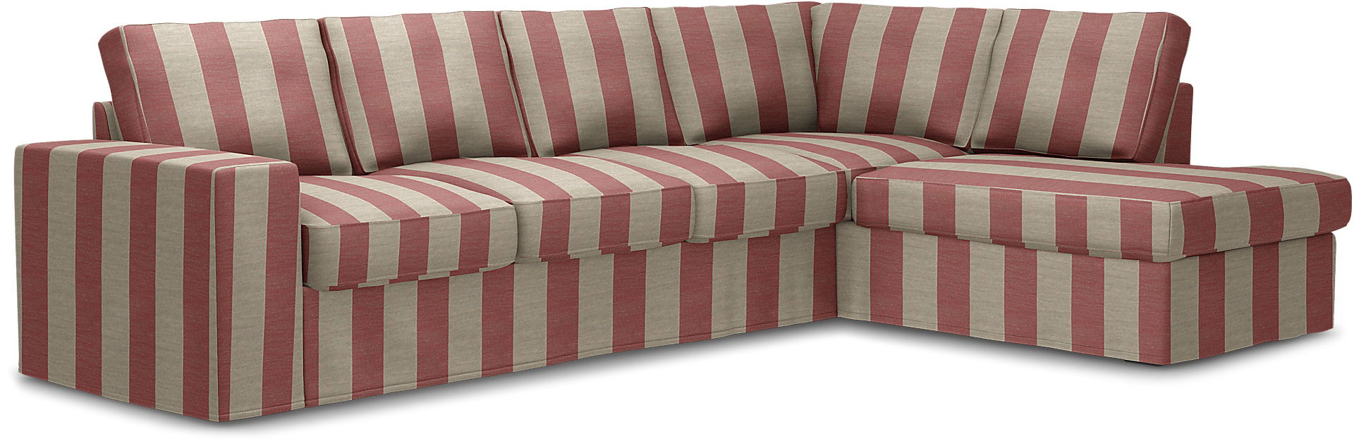 Överdrag till MIO Nevada 3-sits soffa med divan höger. Armstödstyp A, Soft Red, Linne - Bemz