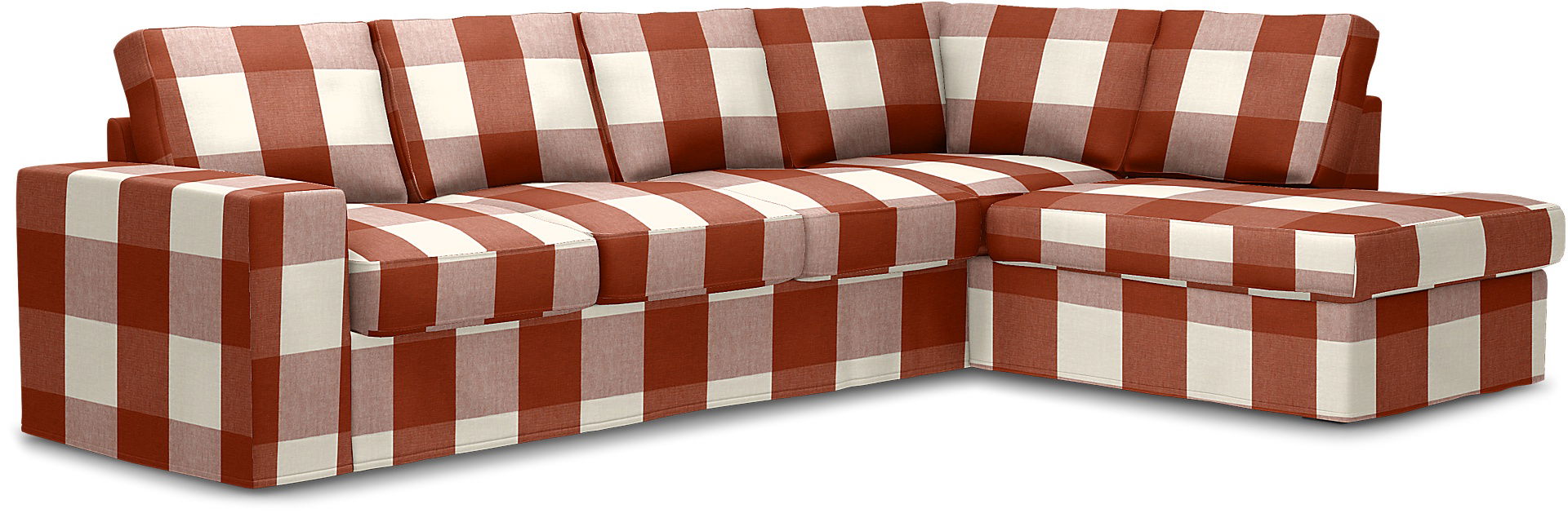 Överdrag till MIO Nevada 3-sits soffa med divan höger. Armstödstyp A, Terracotta, Linne - Bemz