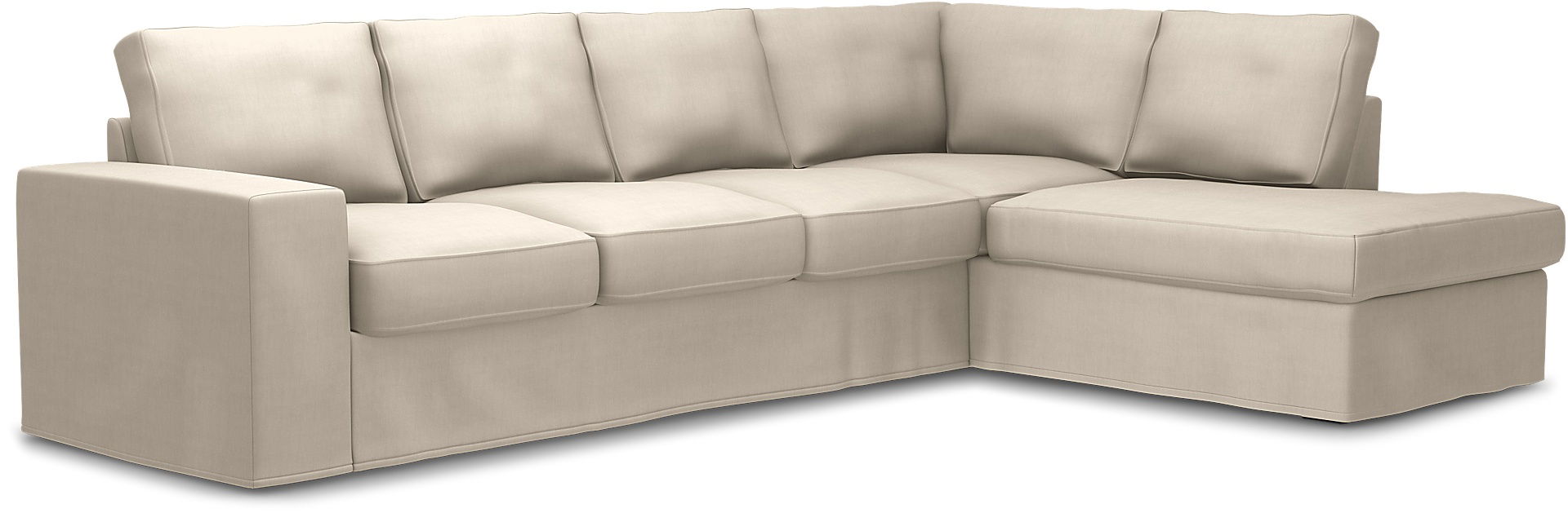 Överdrag till MIO Nevada 3-sits soffa med divan höger. Armstödstyp A, Parchment, Linne - Bemz
