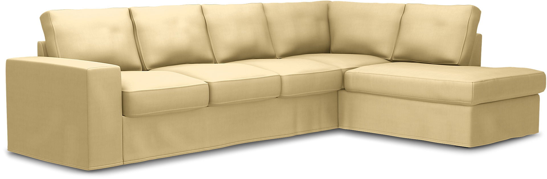Överdrag till MIO Nevada 3-sits soffa med divan höger. Armstödstyp A, Straw Yellow, Linne - Bemz