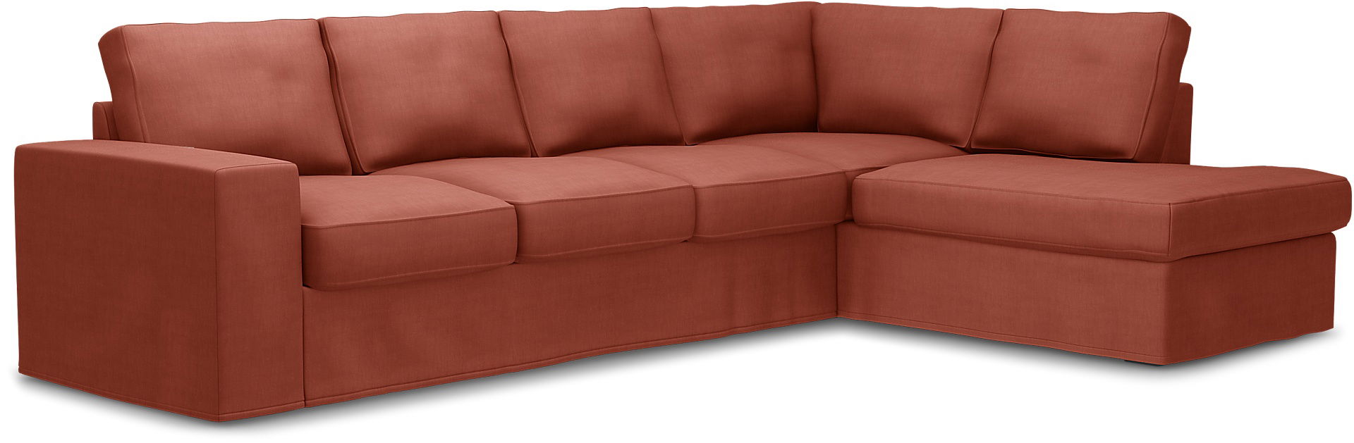 Överdrag till MIO Nevada 3-sits soffa med divan höger. Armstödstyp A, Terracotta, Linne - Bemz