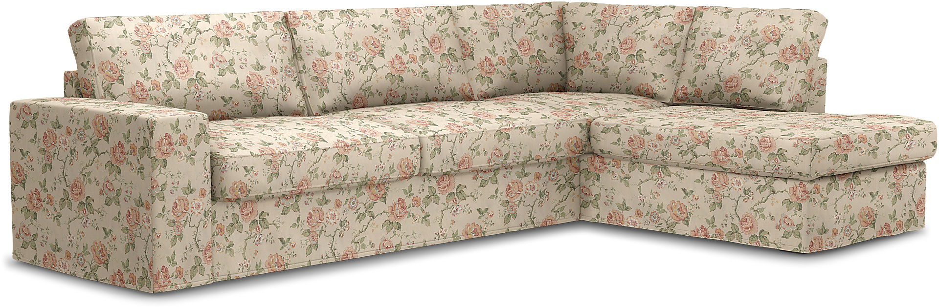 Överdrag till MIO Nevada 3-sits soffa med divan höger. Armstödstyp A, Rosenträd Light, BEMZ x BORÅSTAPETER COLLECTION - Bemz