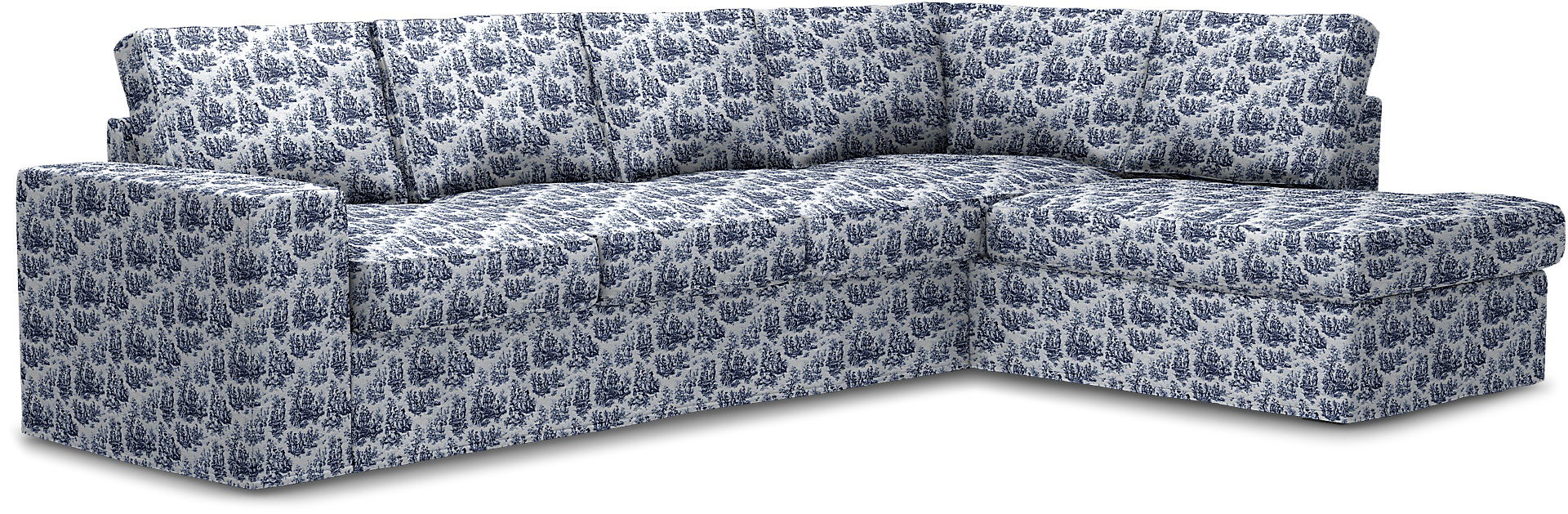 Överdrag till MIO Nevada 3-sits soffa med divan höger. Armstödstyp A, Dark Blue, BOUCLÉ & TEXTUR - Bemz