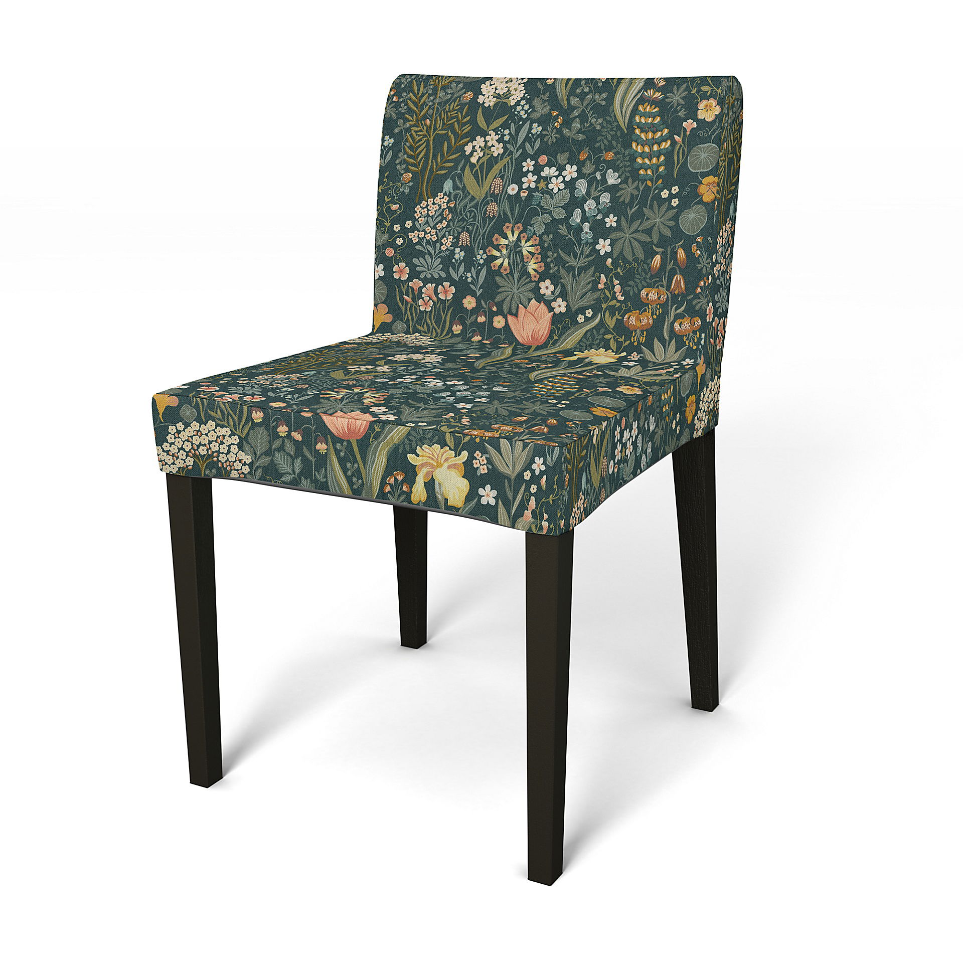 IKEA - Nils Dining Chair Cover, Blomsterhav Dark, BEMZ x BORÅSTAPETER COLLECTION - Bemz