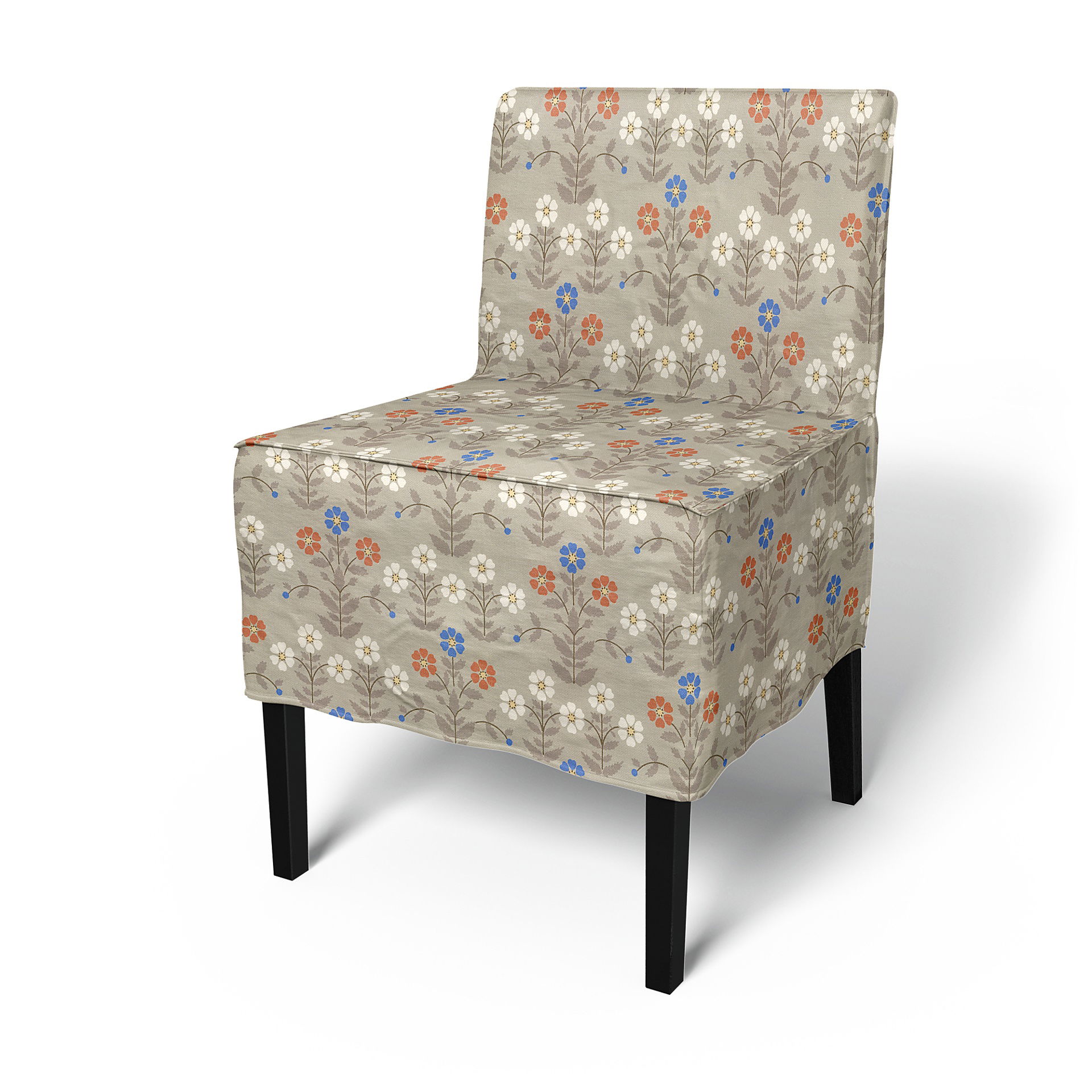 IKEA - Nils Dining Chair Cover, Sippor Blue/Orange, BEMZ x BORÅSTAPETER COLLECTION - Bemz