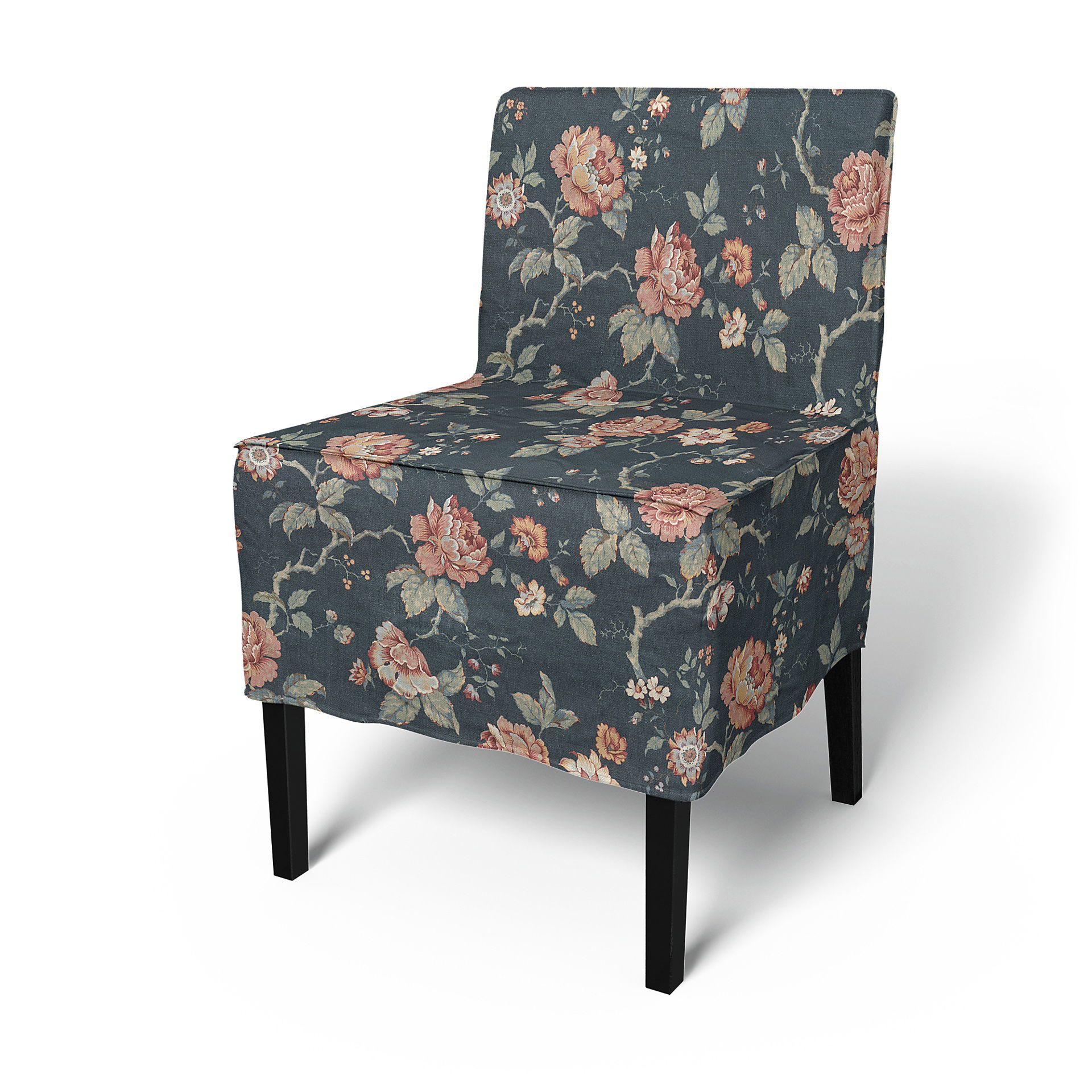 IKEA - Nils Dining Chair Cover, Rosenträd Dark, BEMZ x BORÅSTAPETER COLLECTION - Bemz