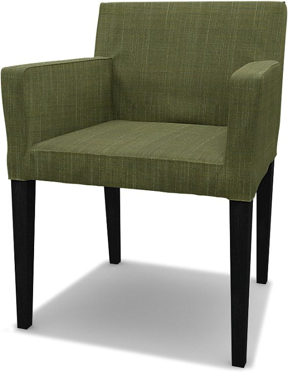 IKEA - Nils Dining Chair with Armrests Cover, Moss Green, Boucle & Texture - Bemz