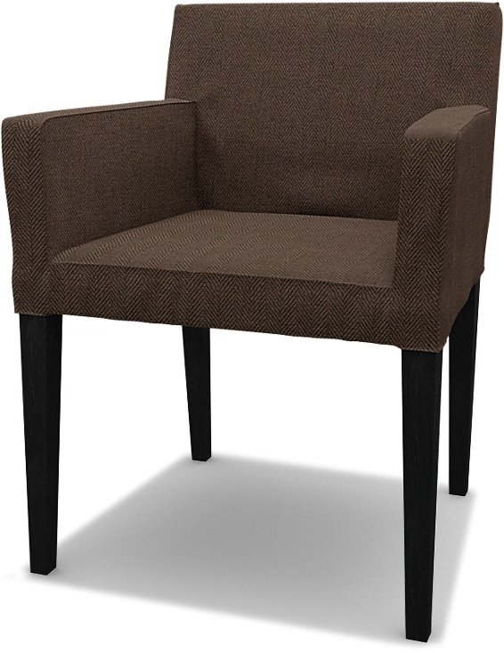 IKEA - Nils Dining Chair with Armrests Cover, Chocolate, Boucle & Texture - Bemz