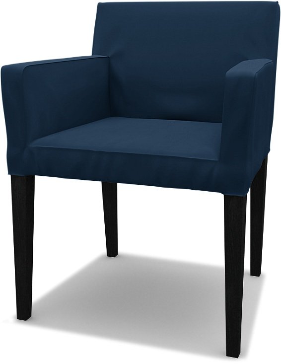 IKEA - Nils Dining Chair with Armrests Cover, Deep Navy Blue, Cotton - Bemz
