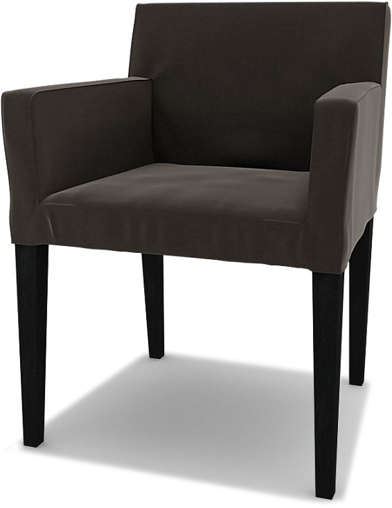 IKEA - Nils Dining Chair with Armrests Cover, Licorice, Velvet - Bemz