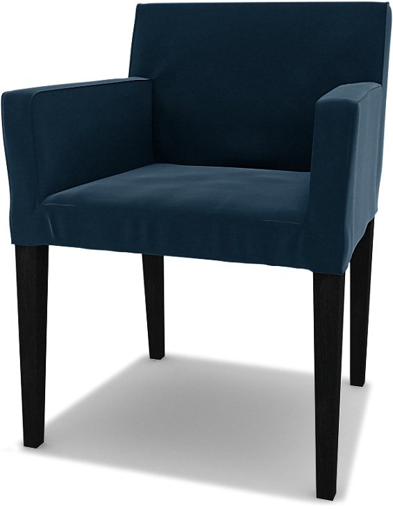 IKEA - Nils Dining Chair with Armrests Cover, Midnight, Velvet - Bemz