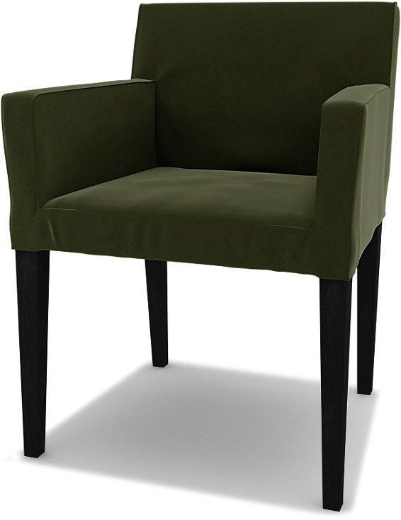 IKEA - Nils Dining Chair with Armrests Cover, Moss, Velvet - Bemz