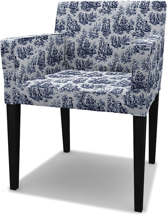 IKEA - Nils Dining Chair with Armrests Cover, Dark Blue, Boucle & Texture - Bemz
