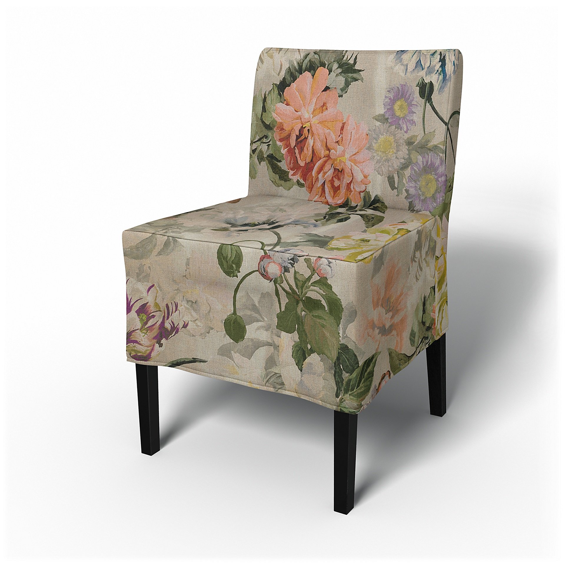IKEA - Nils Dining Chair Cover, Delft Flower - Tuberose, Linen - Bemz
