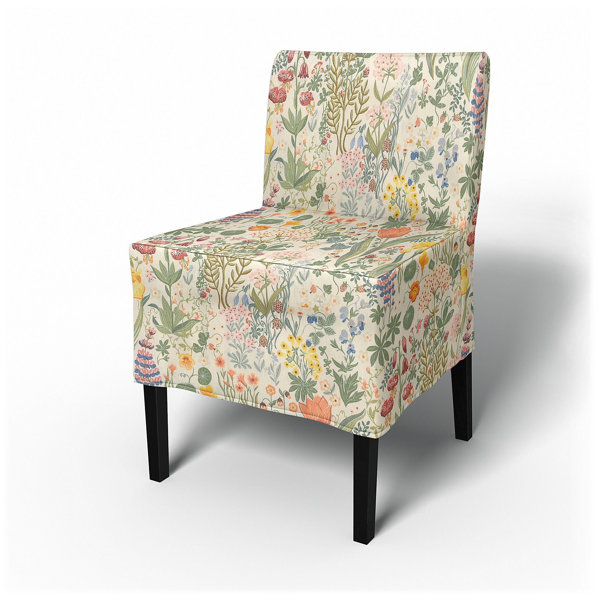 IKEA - Nils Dining Chair Cover, Blomsterhav Light, BEMZ x BORÅSTAPETER COLLECTION - Bemz