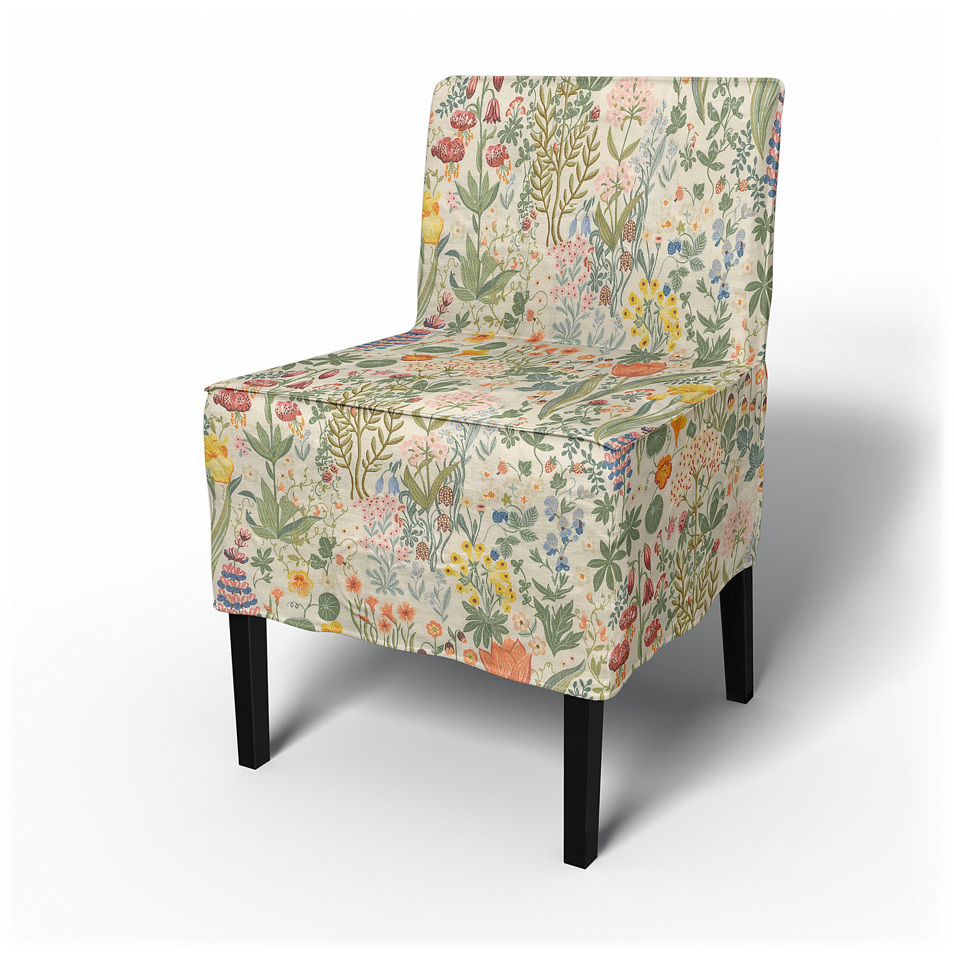 IKEA - Nils Dining Chair Cover, Blomsterhav Light, BEMZ x BORÅSTAPETER COLLECTION - Bemz