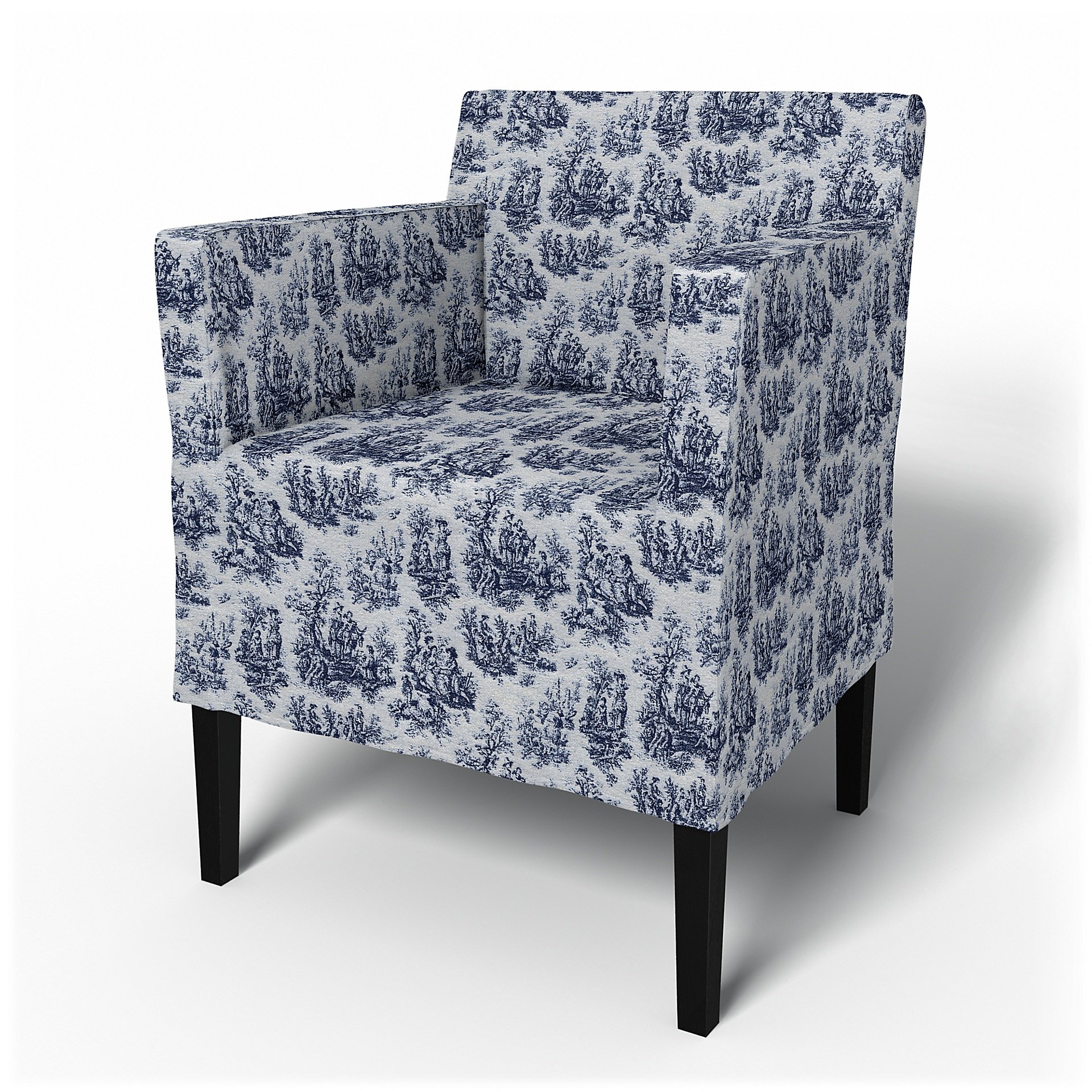 IKEA - Nils Dining Chair with Armrests Cover, Dark Blue, Boucle & Texture - Bemz