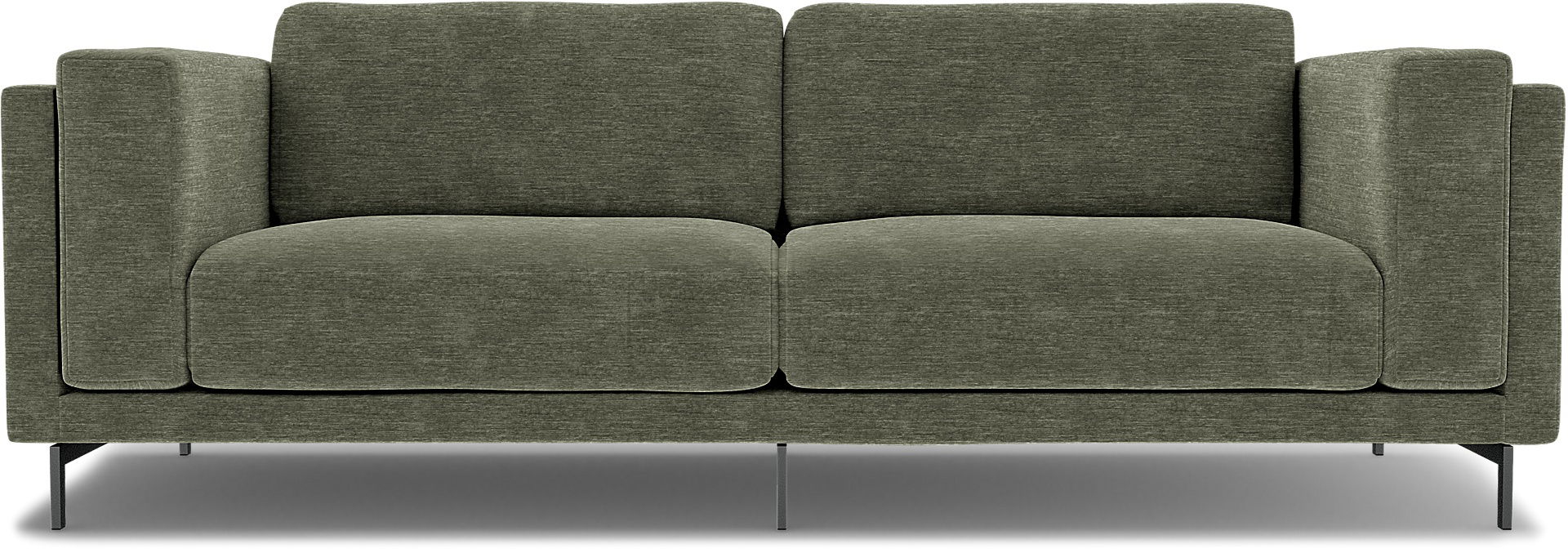 IKEA - Överdrag till Nockeby 3-sitssoffa, Green Grey, Sammet - Bemz