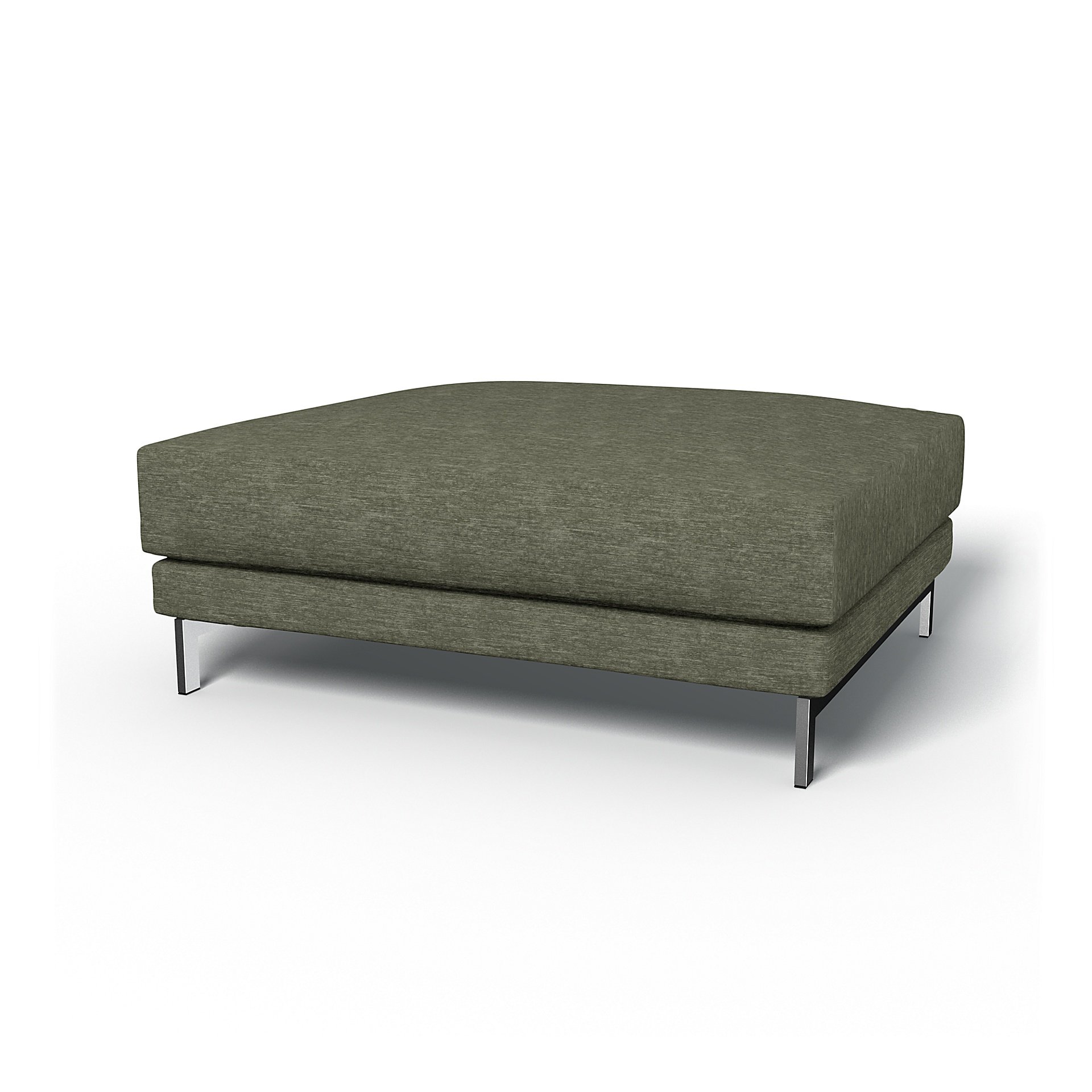 IKEA - Nockeby Footstool Cover, Green Grey, Velvet - Bemz