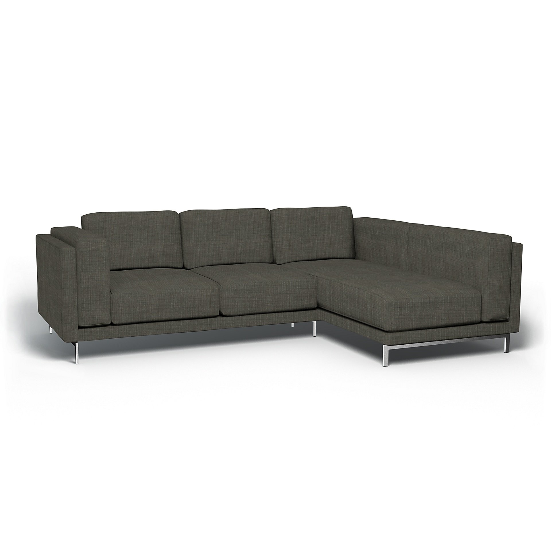 IKEA - Nockeby 3 Seat Sofa with Right Chaise Cover, Mole Brown, Boucle & Texture - Bemz