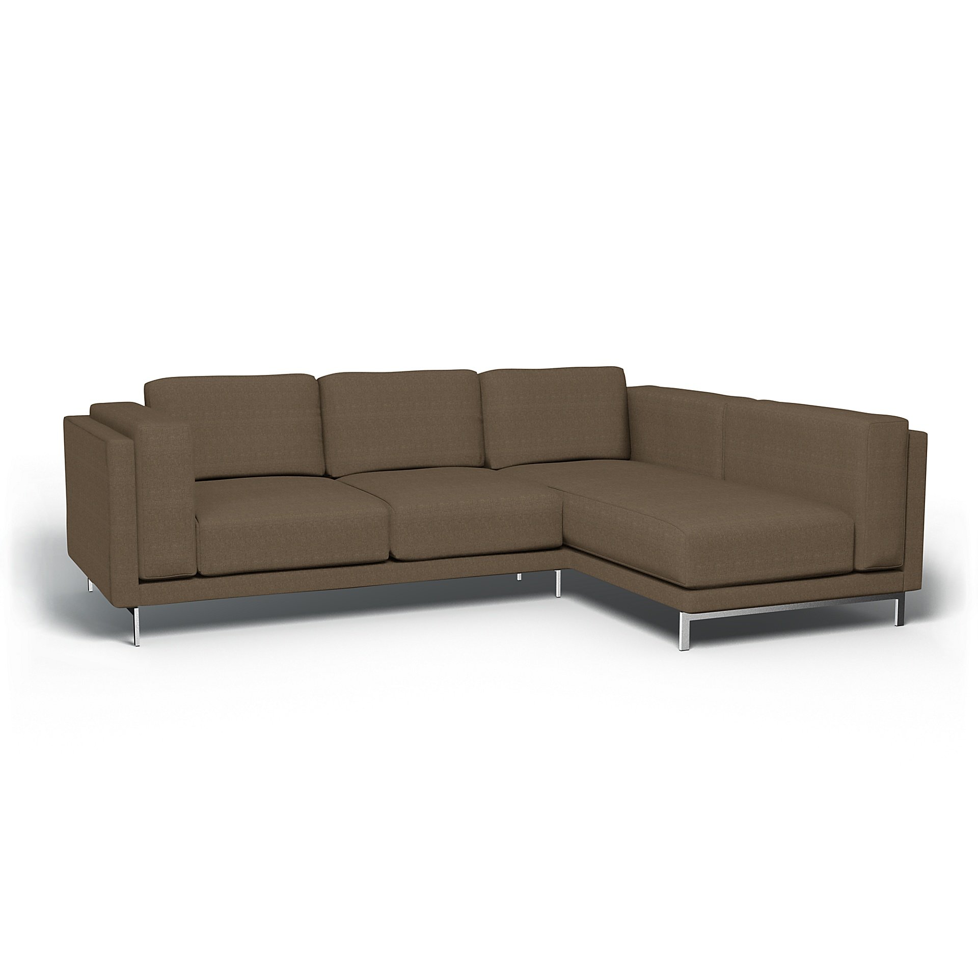 IKEA - Nockeby 3 Seat Sofa with Right Chaise Cover, Dark Taupe, Boucle & Texture - Bemz