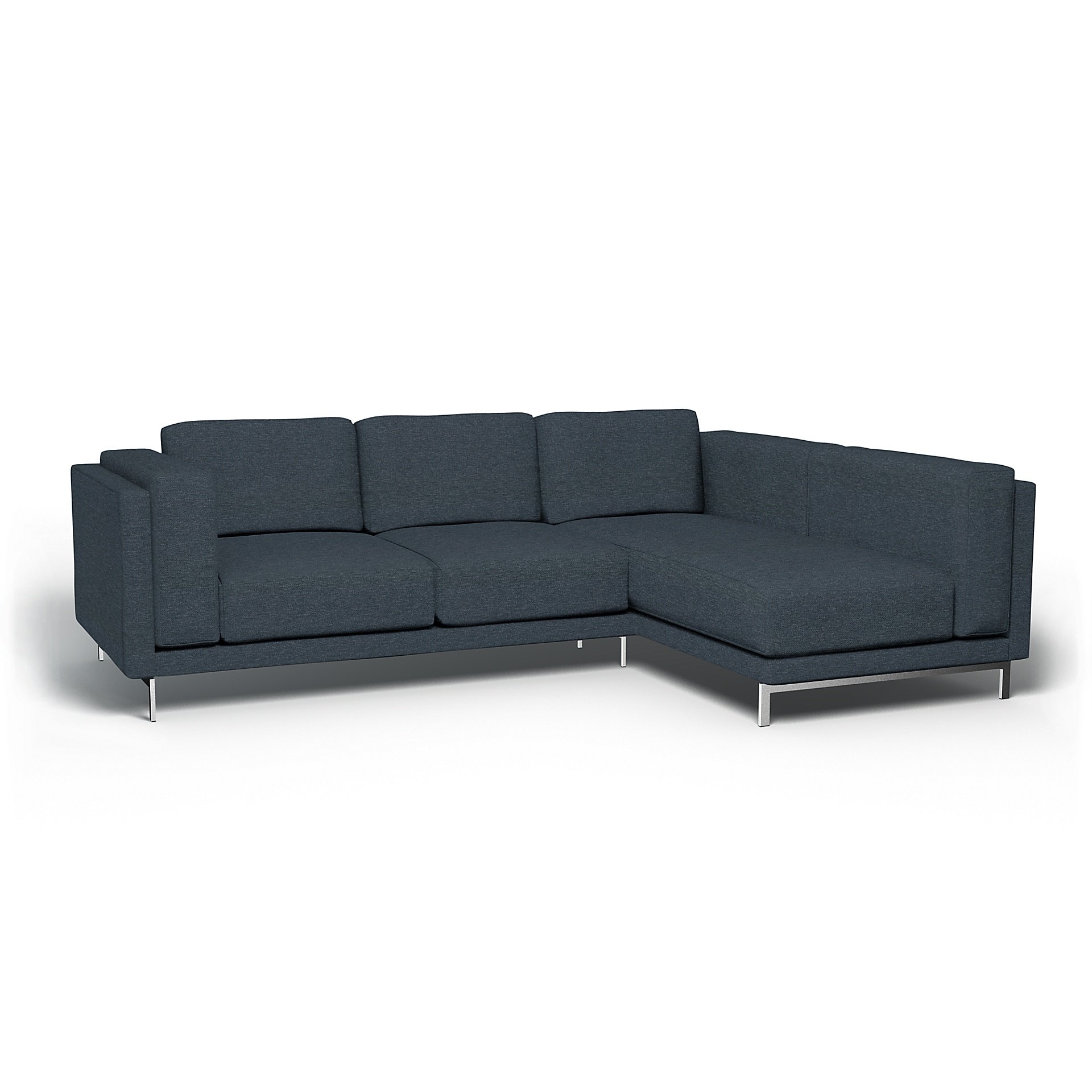 IKEA - Nockeby 3 Seat Sofa with Right Chaise Cover, Denim, Boucle & Texture - Bemz