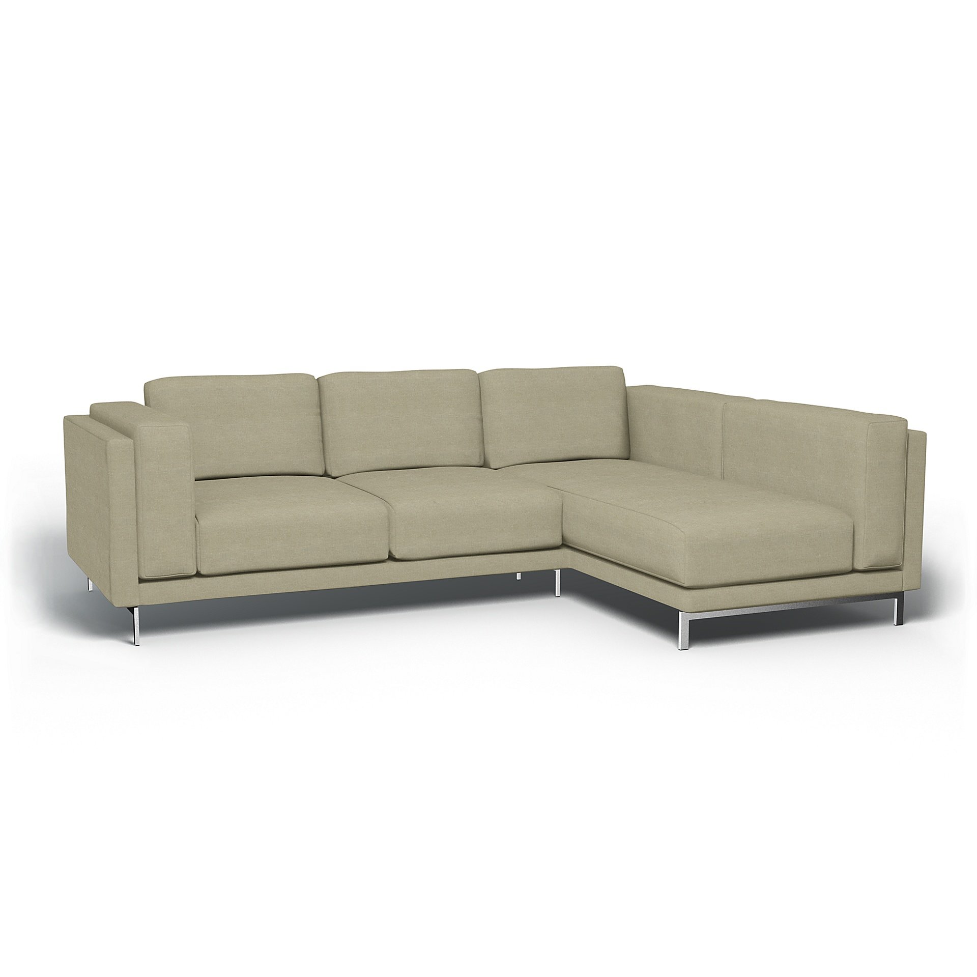IKEA - Nockeby 3 Seat Sofa with Right Chaise Cover, Pebble, Linen - Bemz