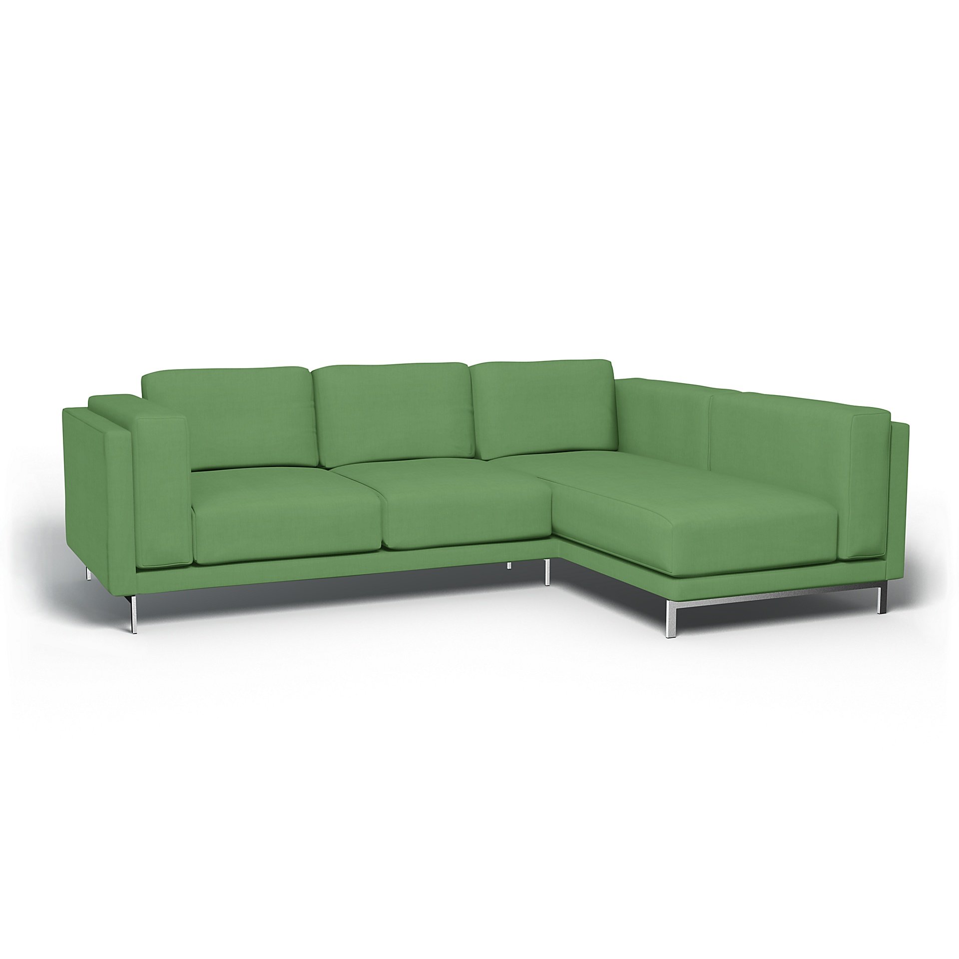 IKEA - Nockeby 3 Seat Sofa with Right Chaise Cover, Apple Green, Linen - Bemz