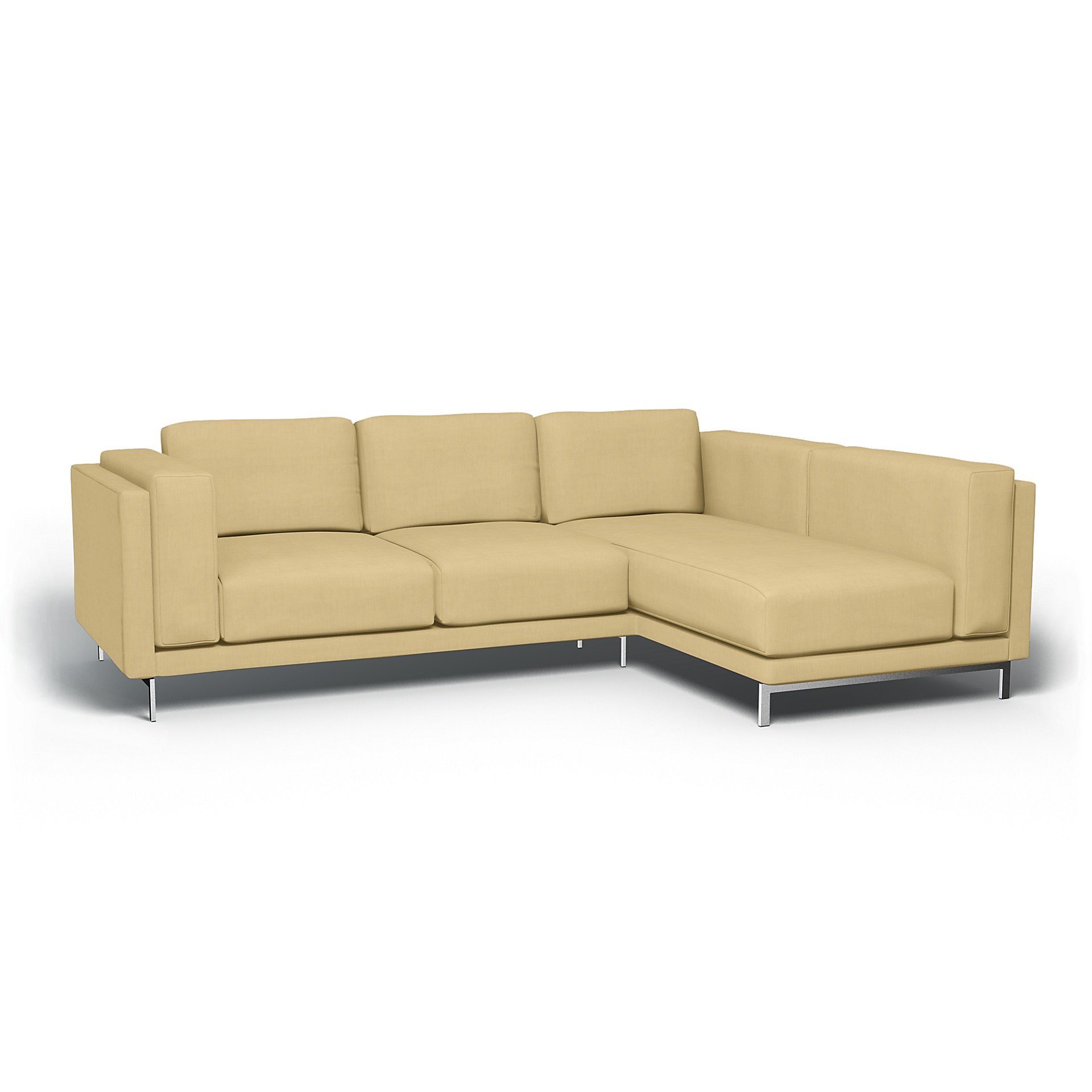 IKEA - Nockeby 3 Seat Sofa with Right Chaise Cover, Straw Yellow, Linen - Bemz