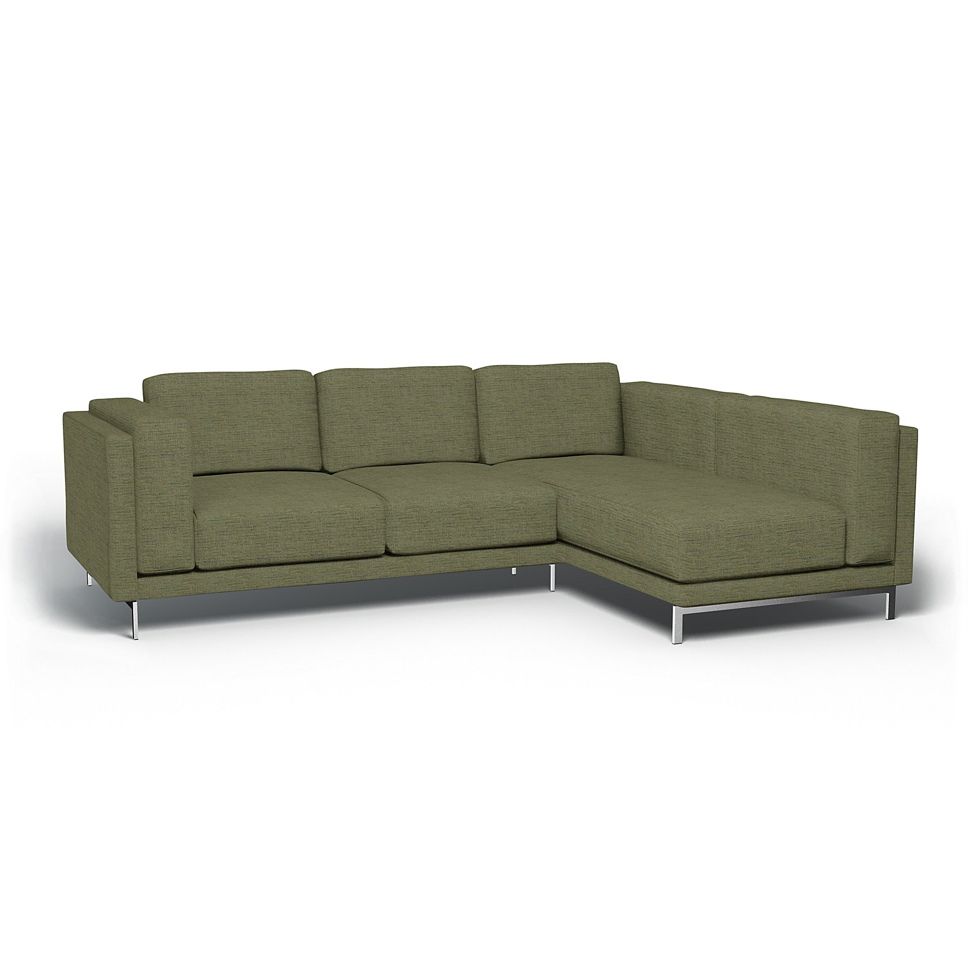 IKEA - Nockeby 3 Seat Sofa with Right Chaise Cover, Meadow Green, Boucle & Texture - Bemz