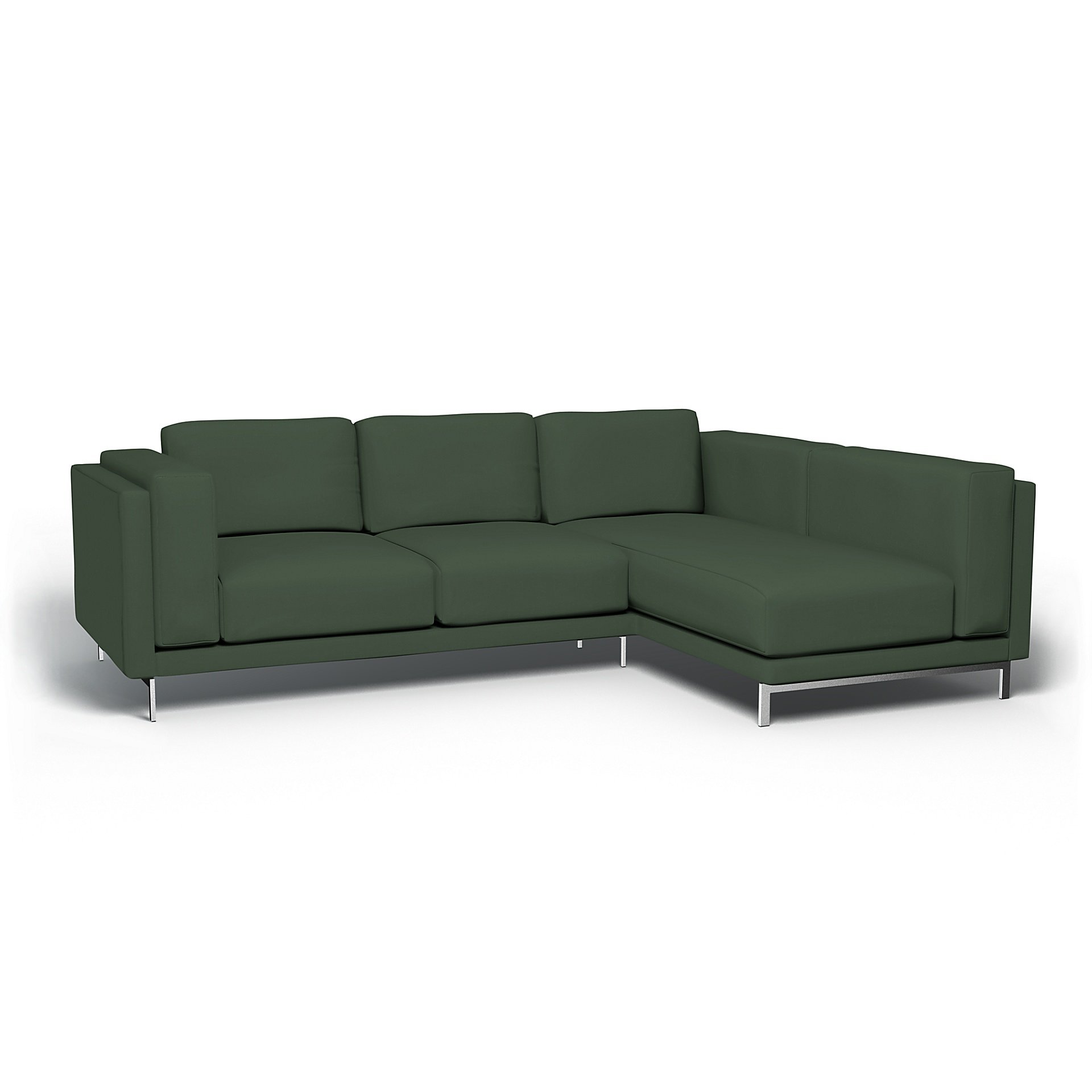 IKEA - Nockeby 3 Seat Sofa with Right Chaise Cover, Thyme, Cotton - Bemz