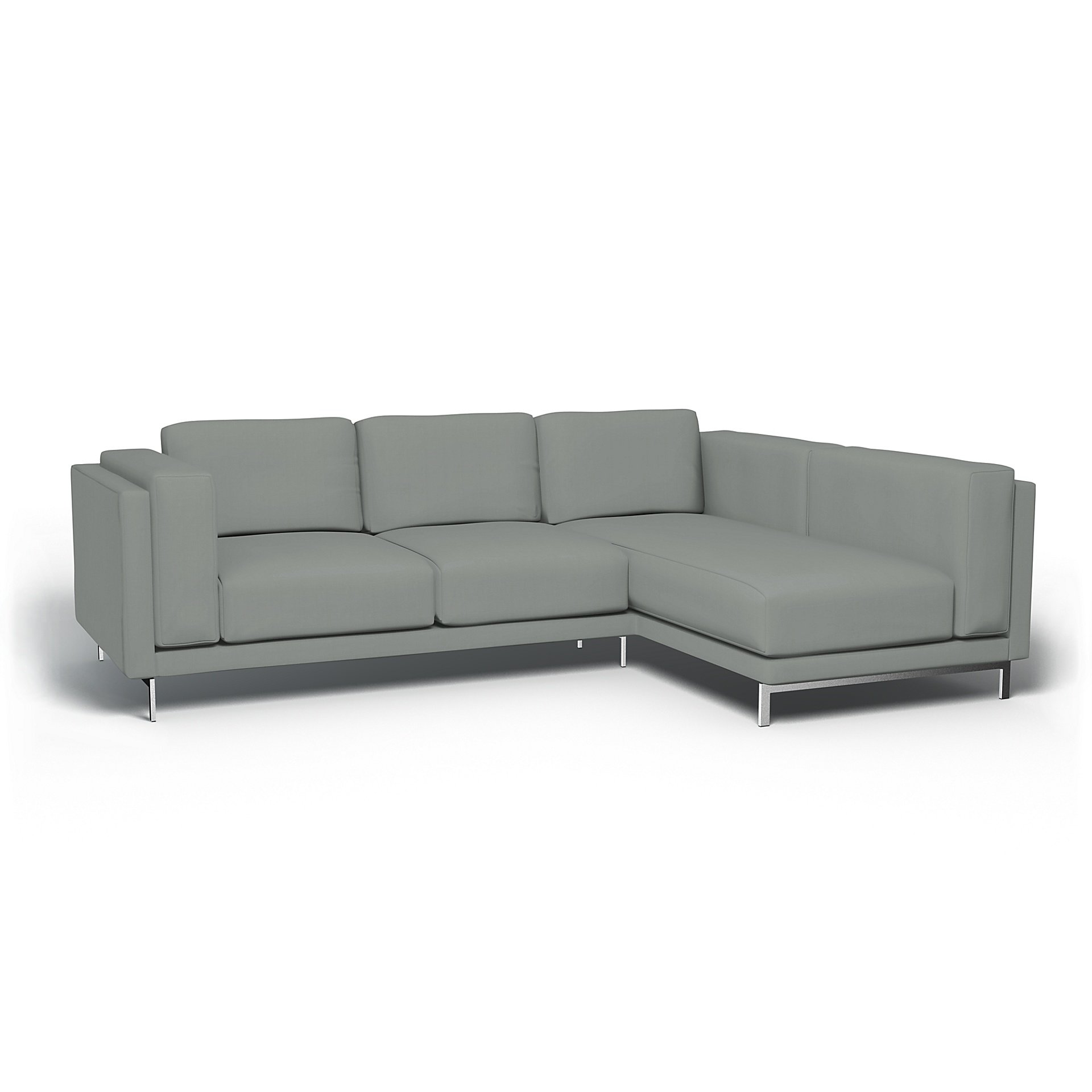 IKEA - Nockeby 3 Seat Sofa with Right Chaise Cover, Drizzle, Cotton - Bemz