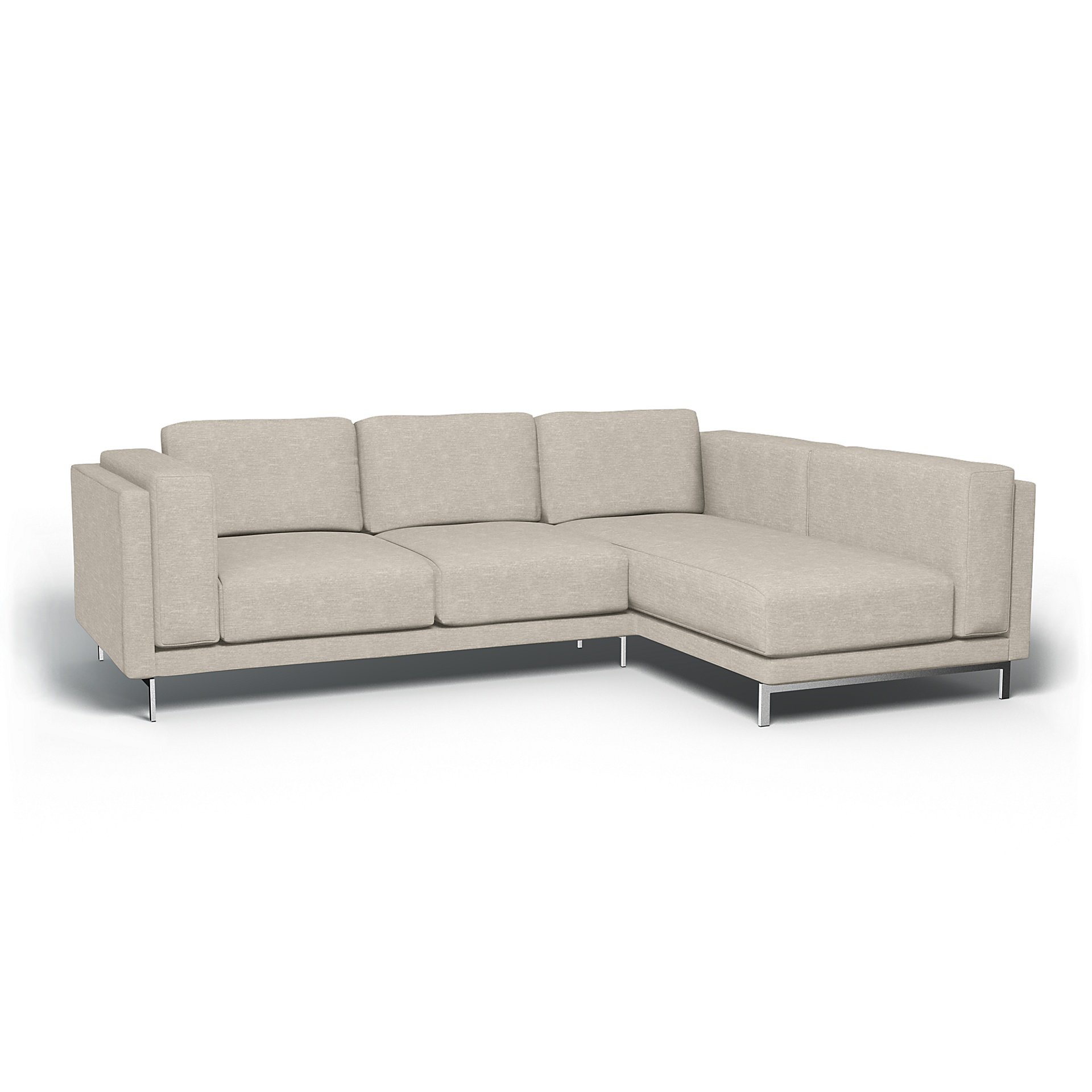 IKEA - Nockeby 3 Seat Sofa with Right Chaise Cover, Natural White, Velvet - Bemz