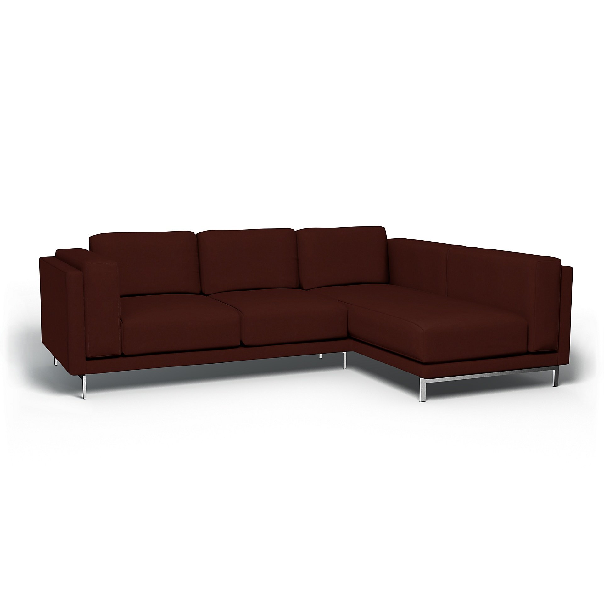 IKEA - Nockeby 3 Seat Sofa with Right Chaise Cover, Ground Coffee, Velvet - Bemz