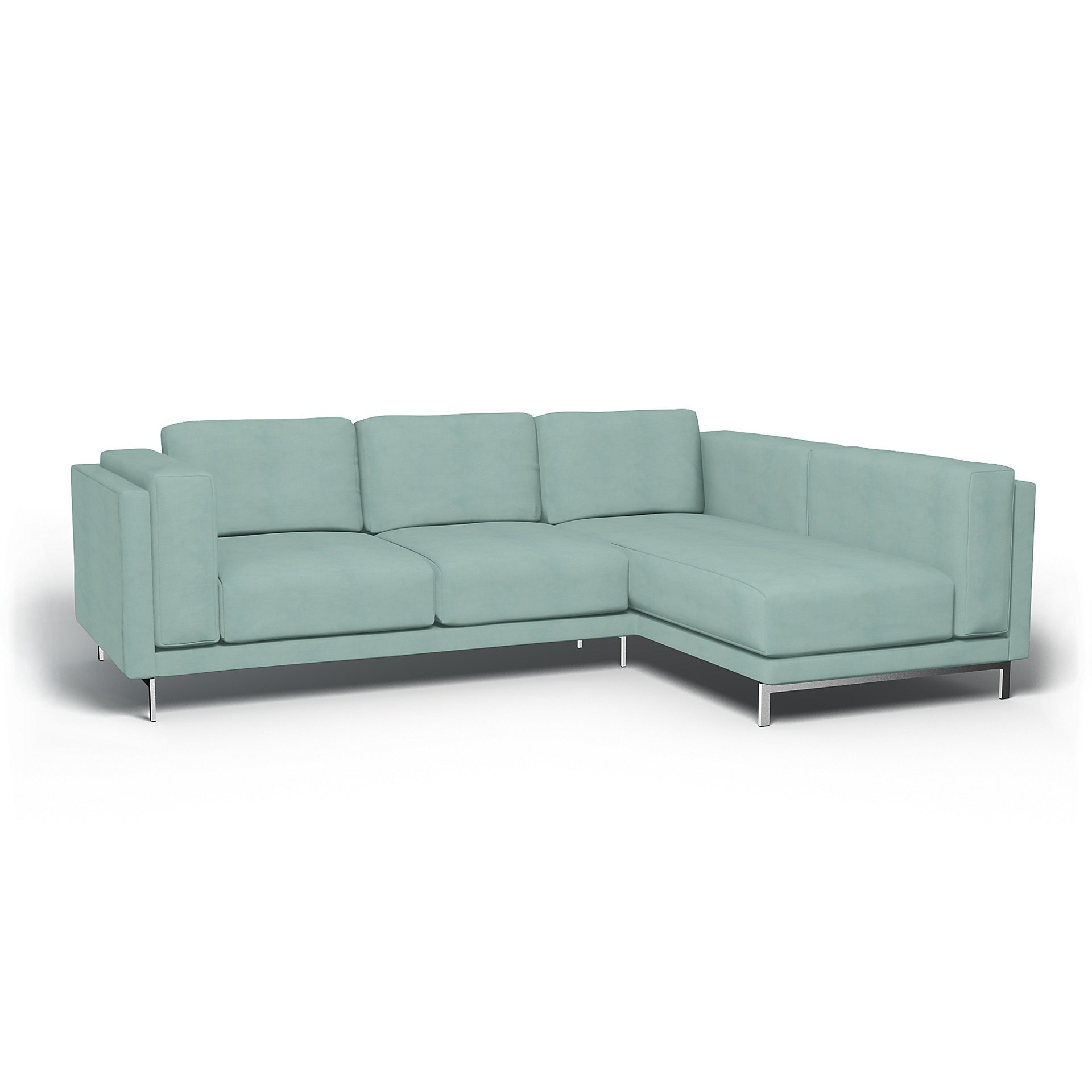 IKEA - Nockeby 3 Seat Sofa with Right Chaise Cover, Mineral Blue, Linen - Bemz