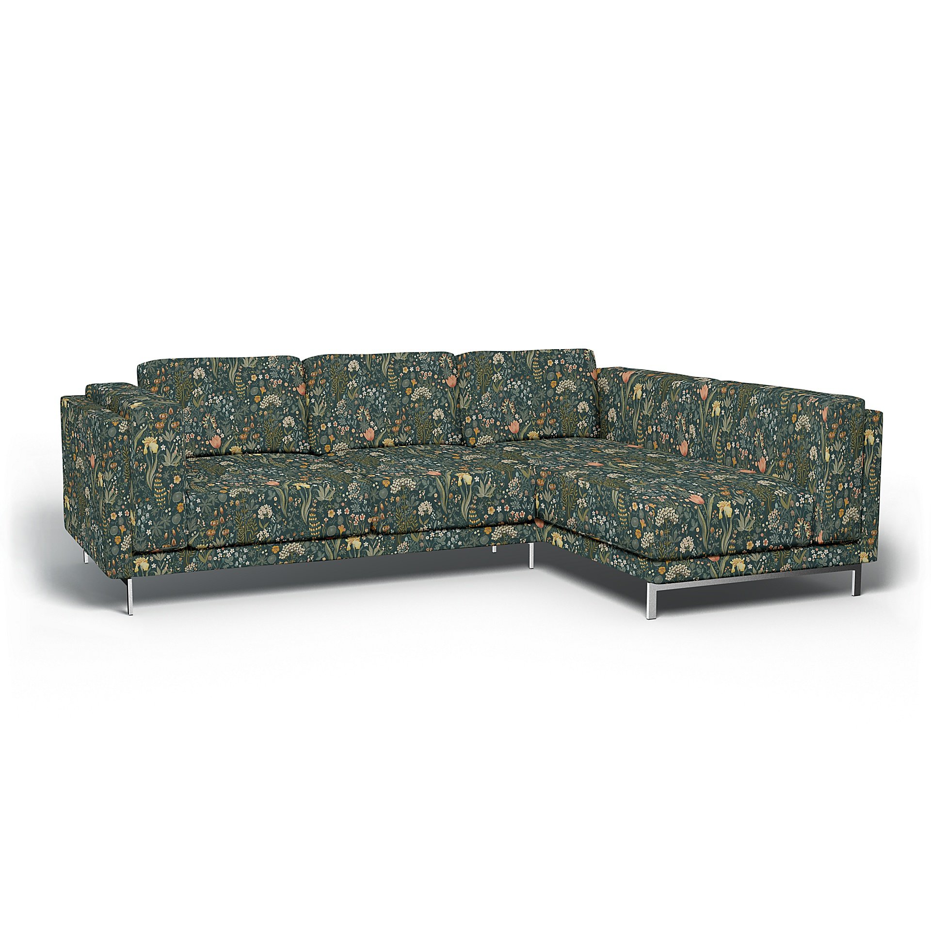 IKEA - Nockeby 3 Seat Sofa with Right Chaise Cover, Blomsterhav Dark, BEMZ x BORASTAPETER COLLECTION