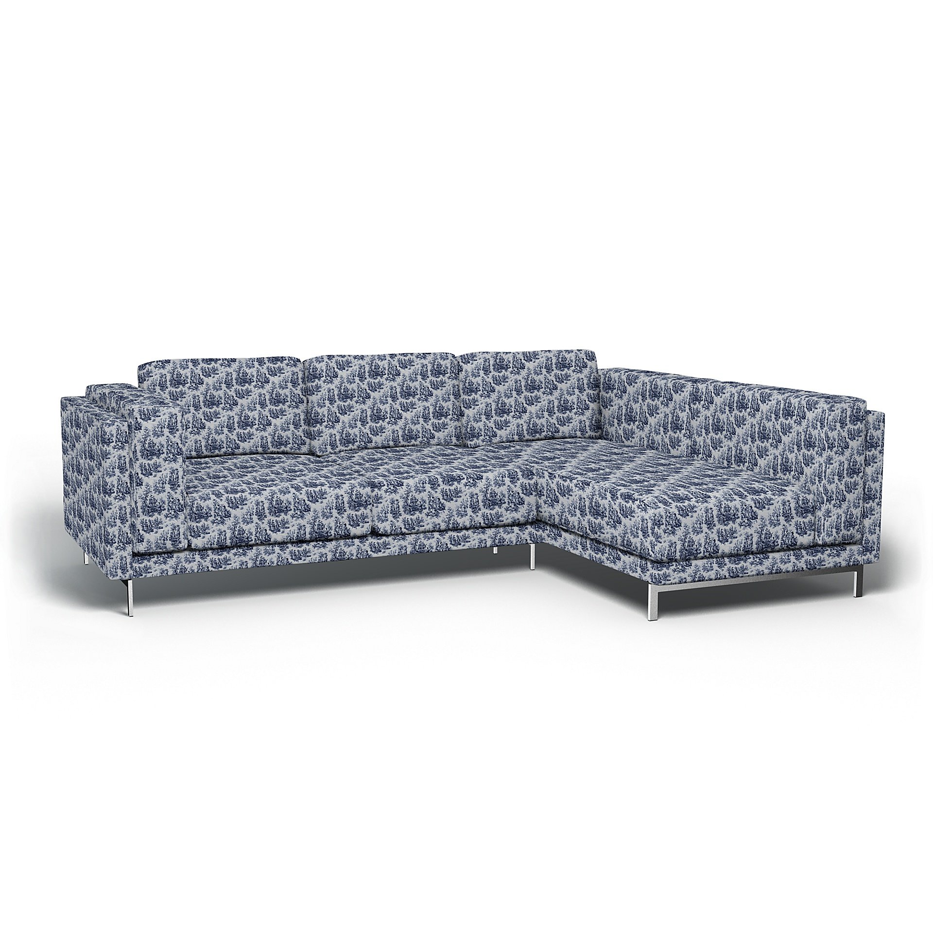 IKEA - Nockeby 3 Seat Sofa with Right Chaise Cover, Dark Blue, Boucle & Texture - Bemz