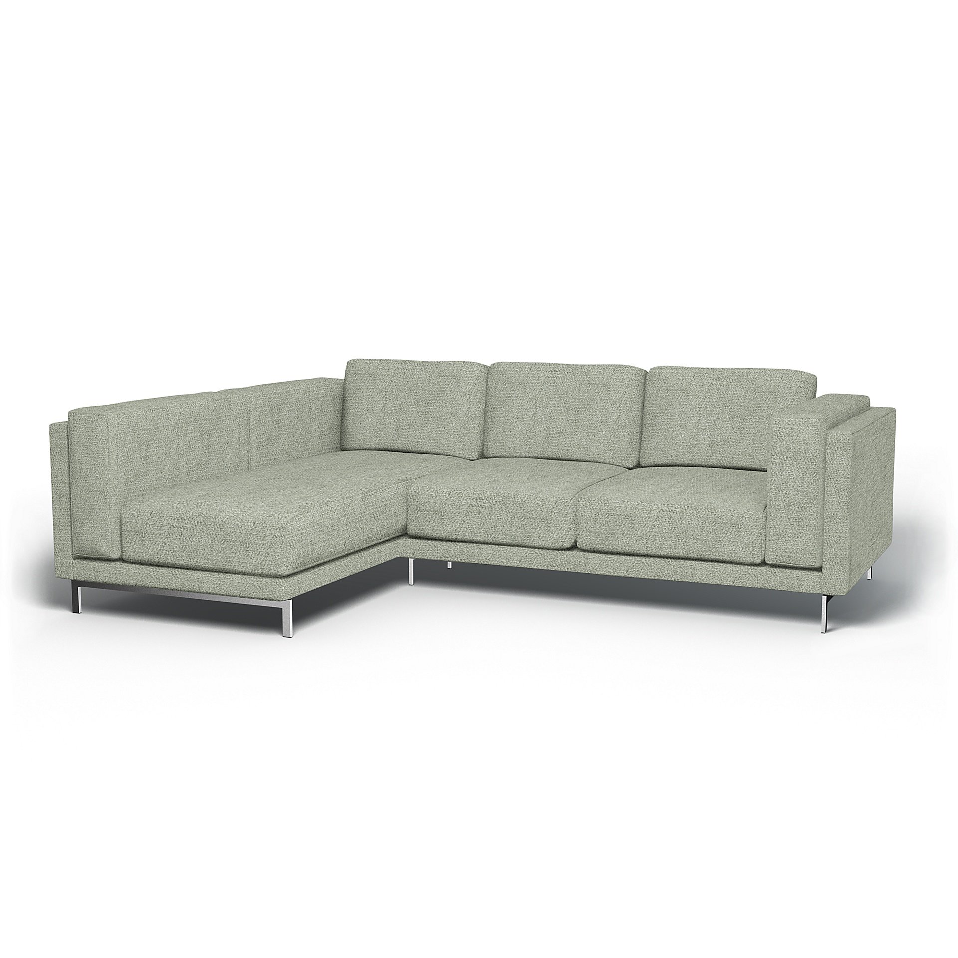 IKEA - Nockeby 3 Seater Sofa with Left Chaise Cover, Pistachio, Boucle & Texture - Bemz