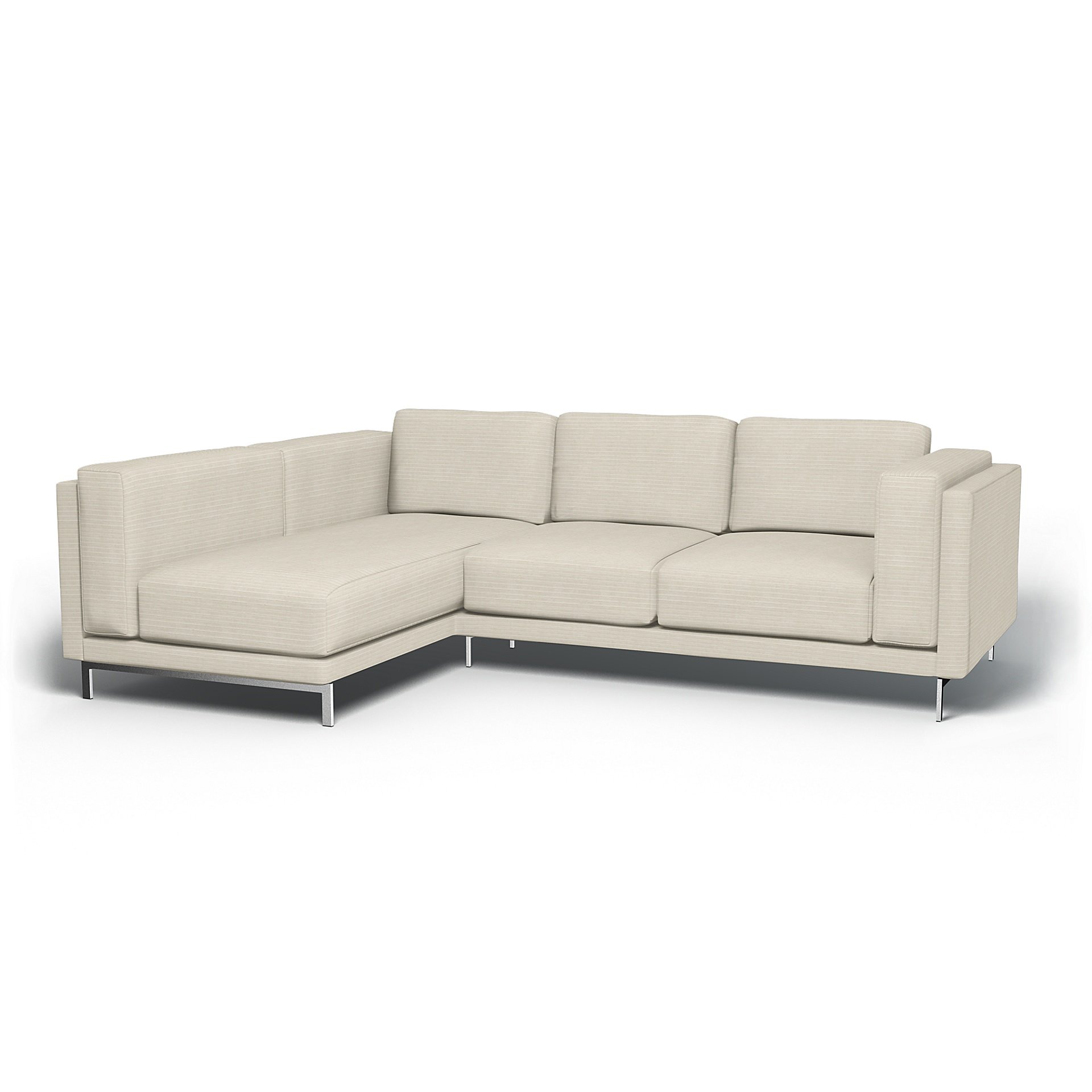 IKEA - Nockeby 3 Seater Sofa with Left Chaise Cover, Tofu, Corduroy - Bemz