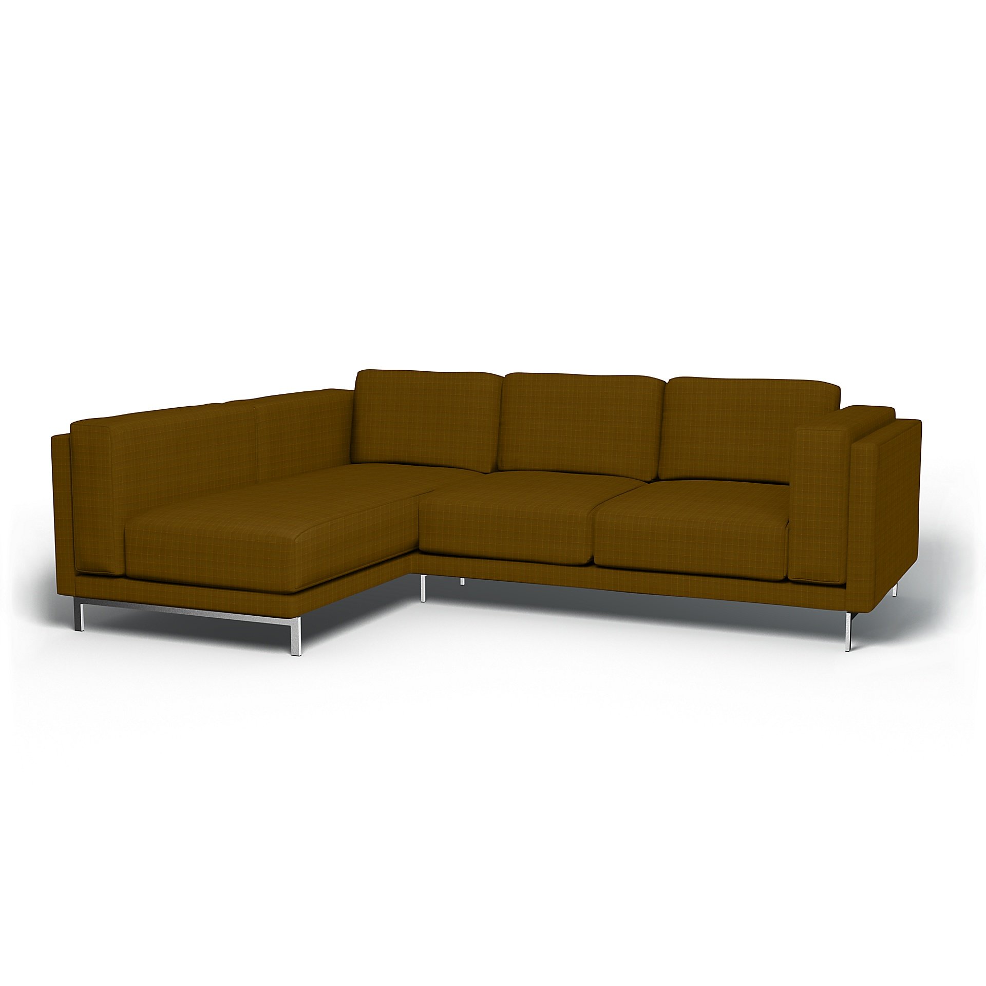 IKEA - Nockeby 3 Seater Sofa with Left Chaise Cover, Turmeric, Velvet - Bemz